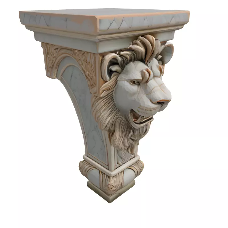 Marble Lion Head Architectural Corbel Low-poly 3D model_3