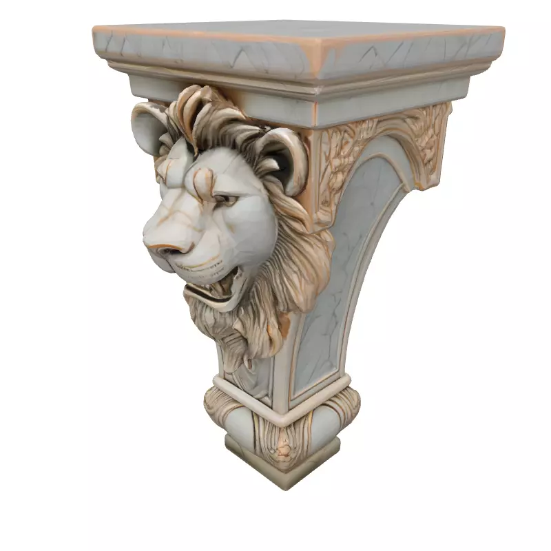 Marble Lion Head Architectural Corbel Low-poly 3D model_2