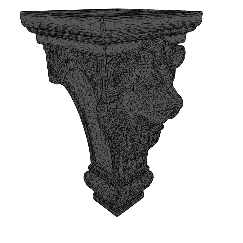Marble Lion Head Architectural Corbel Low-poly 3D model_1