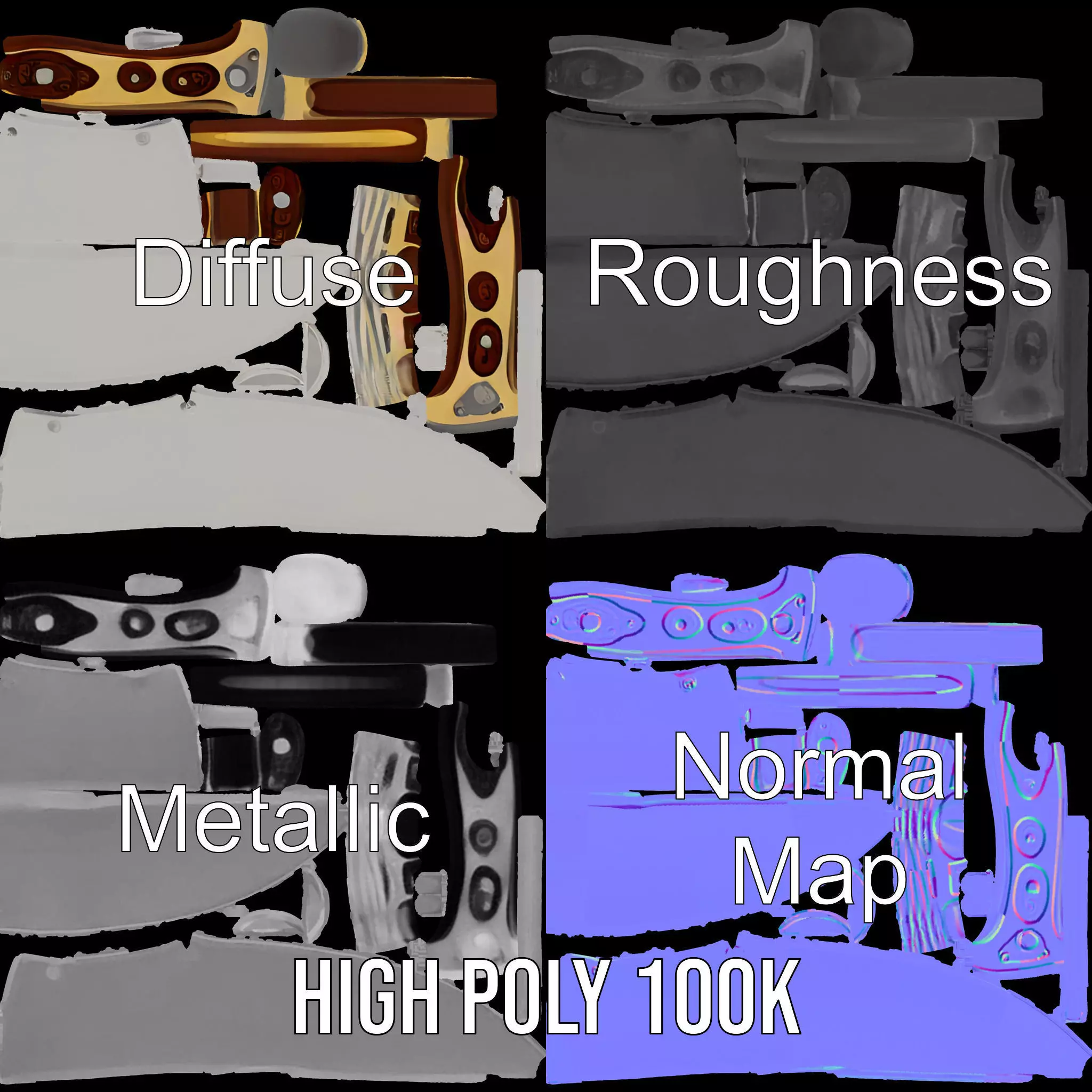 Elegant Tactical Knife model pack Low-poly 3D model_3