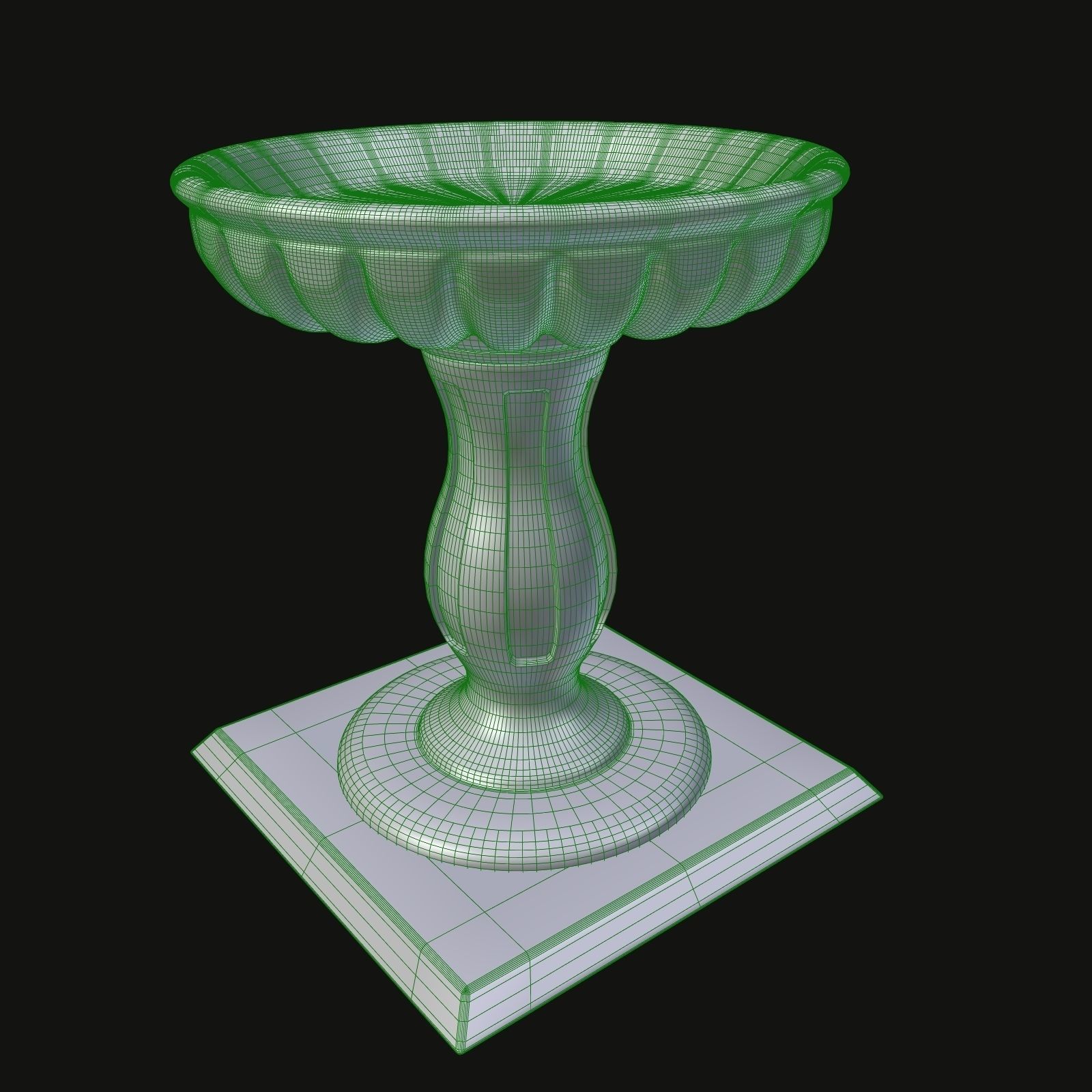 Fluted Bird Bath 3D model_4