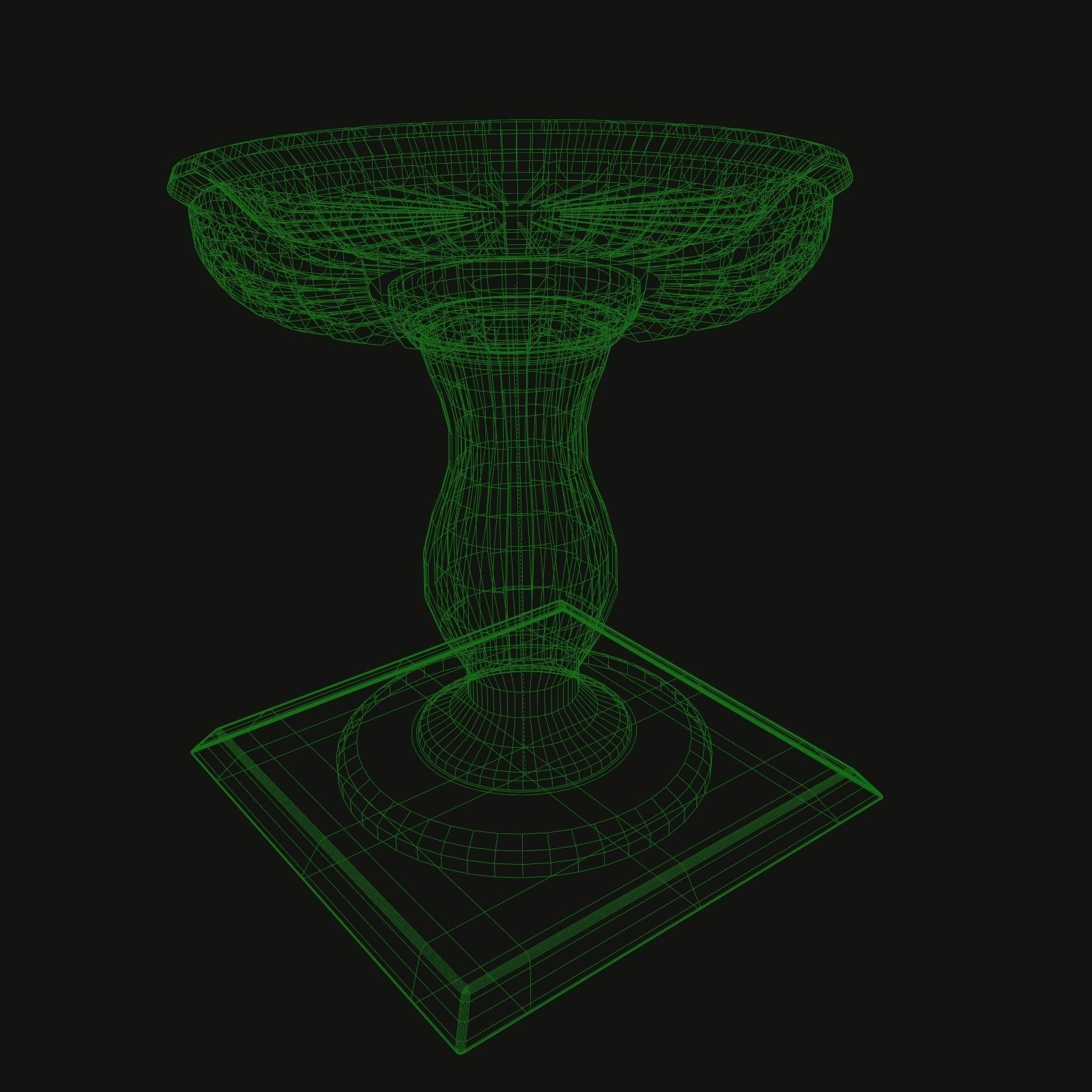 Fluted Bird Bath 3D model_3