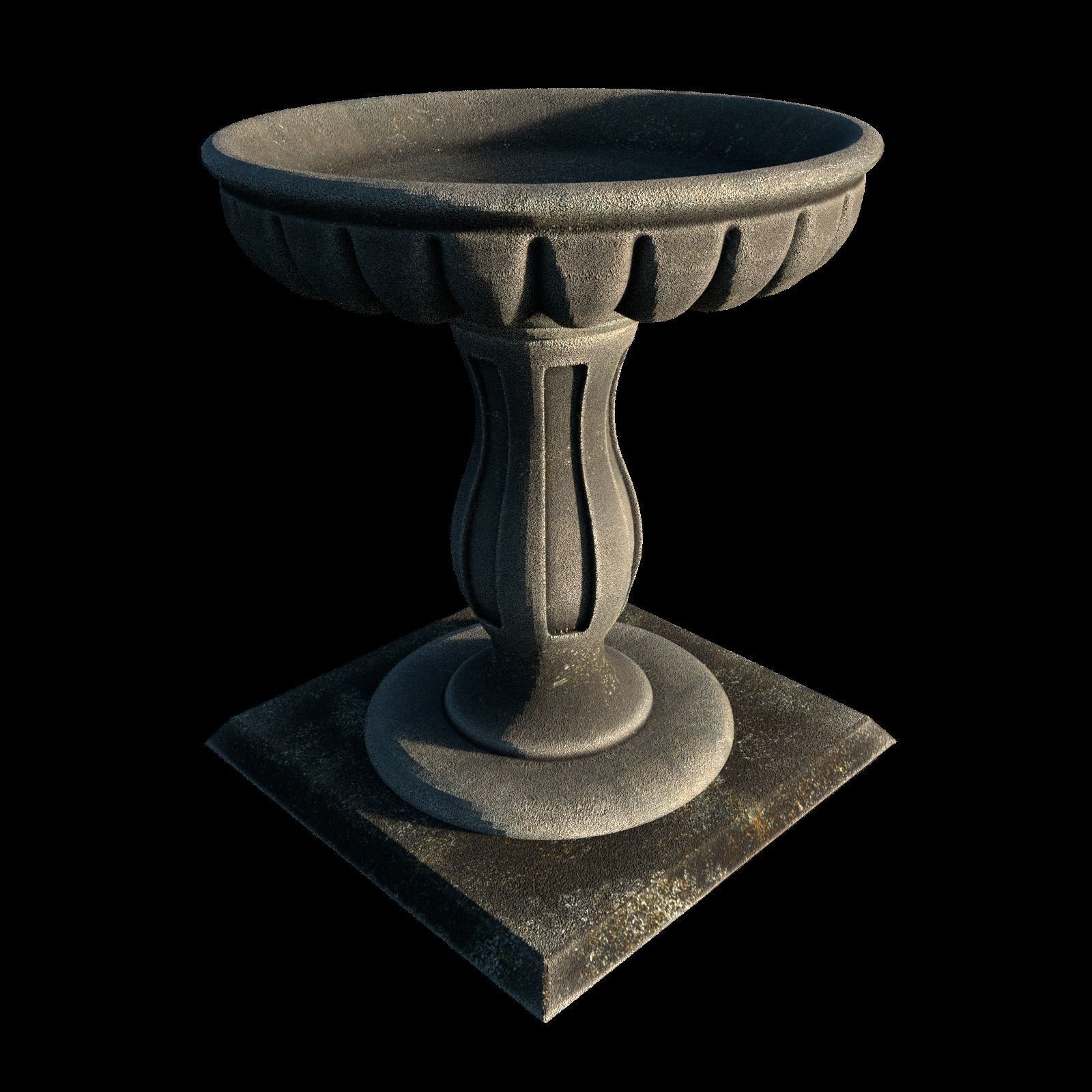 Fluted Bird Bath 3D model_0