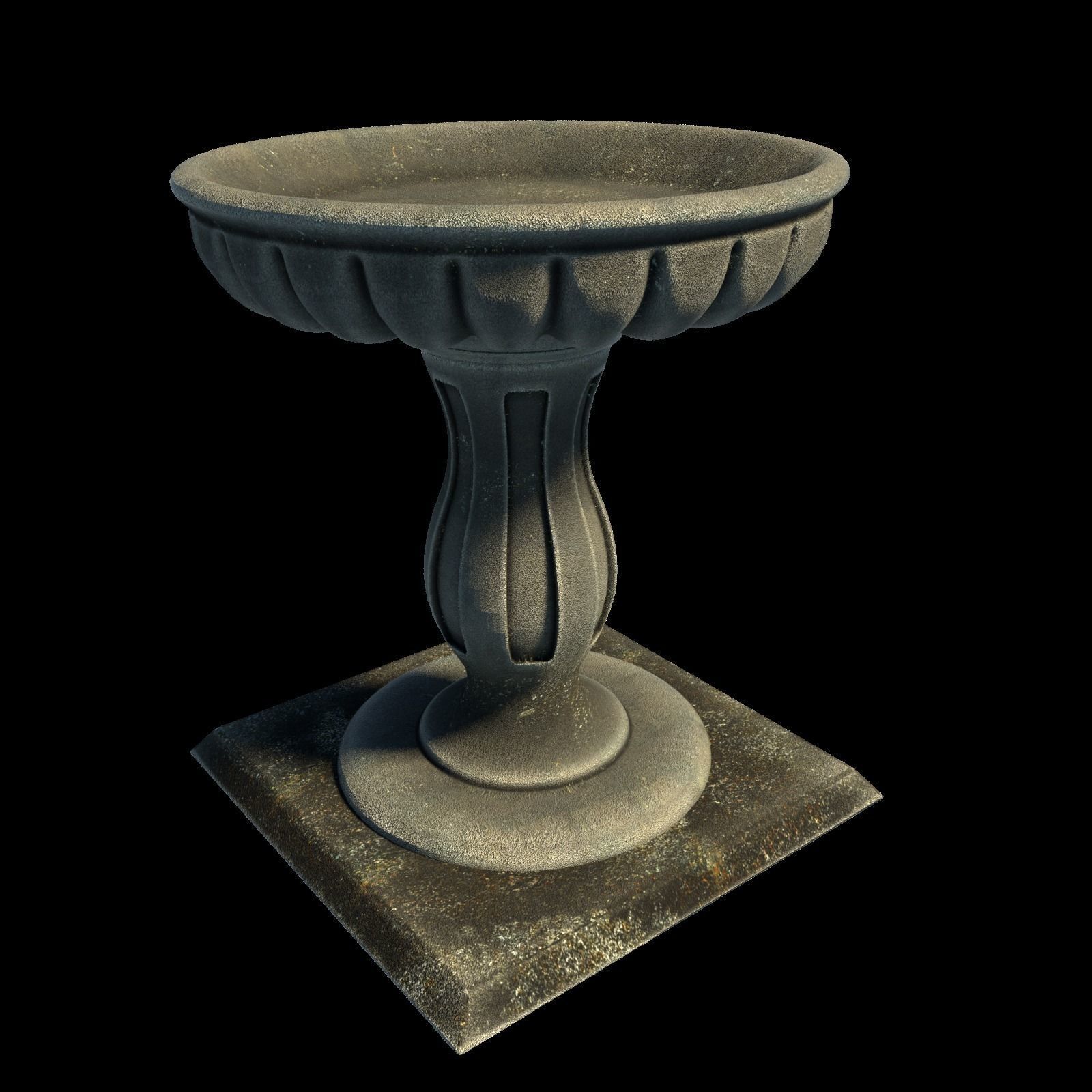 Fluted Bird Bath 3D model_2