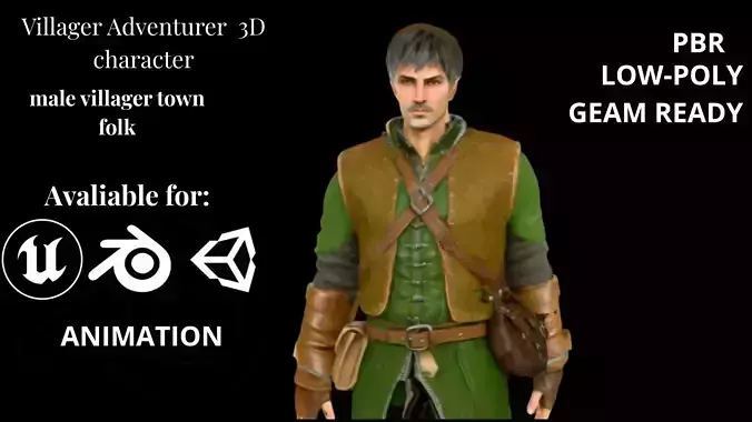 Villager Adventurer Low-poly 3D model
