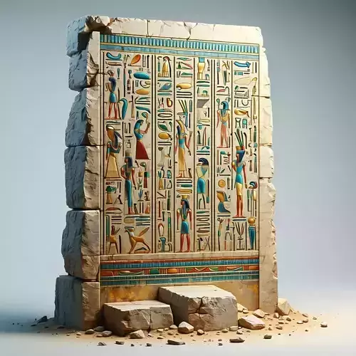 Ancient Egyptian Stone Wall with Hieroglyphs