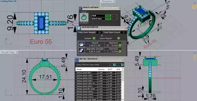 Yellow Gold Ring STL 3dm in Halo Design Model jr00200
