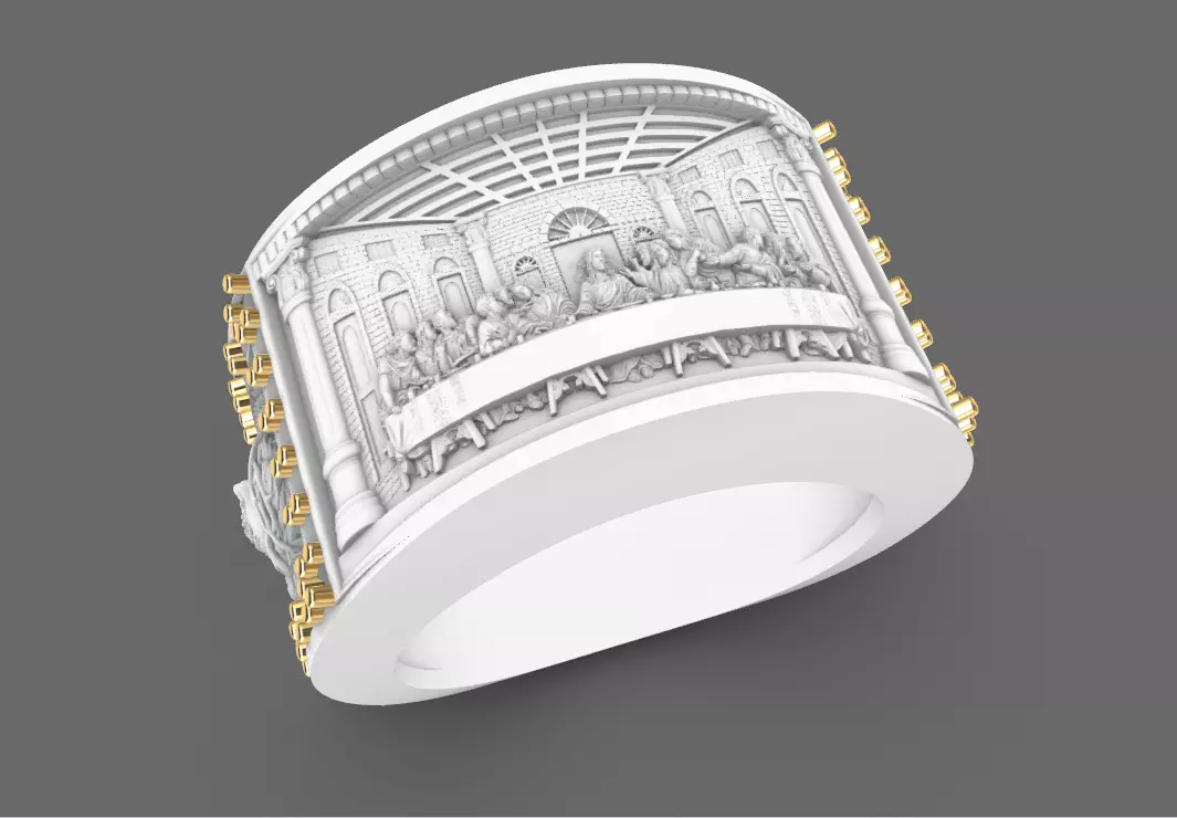 anillo ultima cena   last supper 3D print model_0