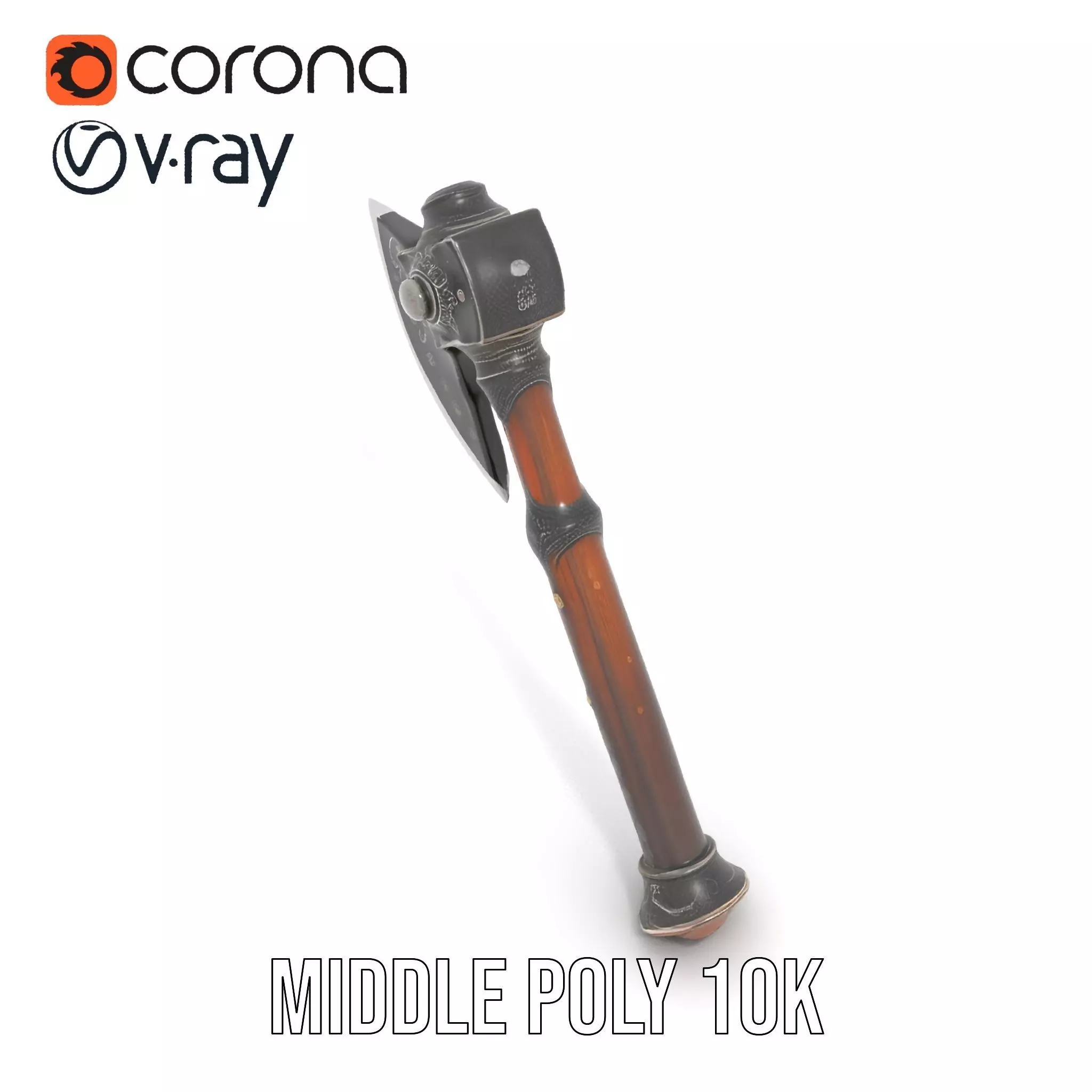 Ornate Battle Axe model pack Low-poly 3D model_6