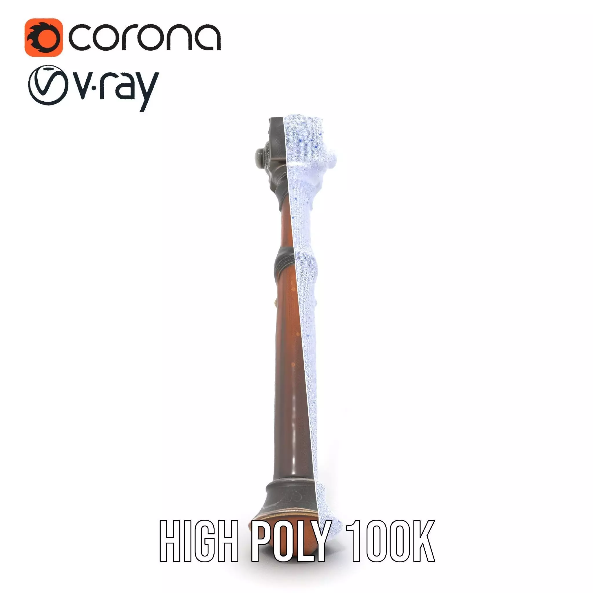 Ornate Battle Axe model pack Low-poly 3D model_34