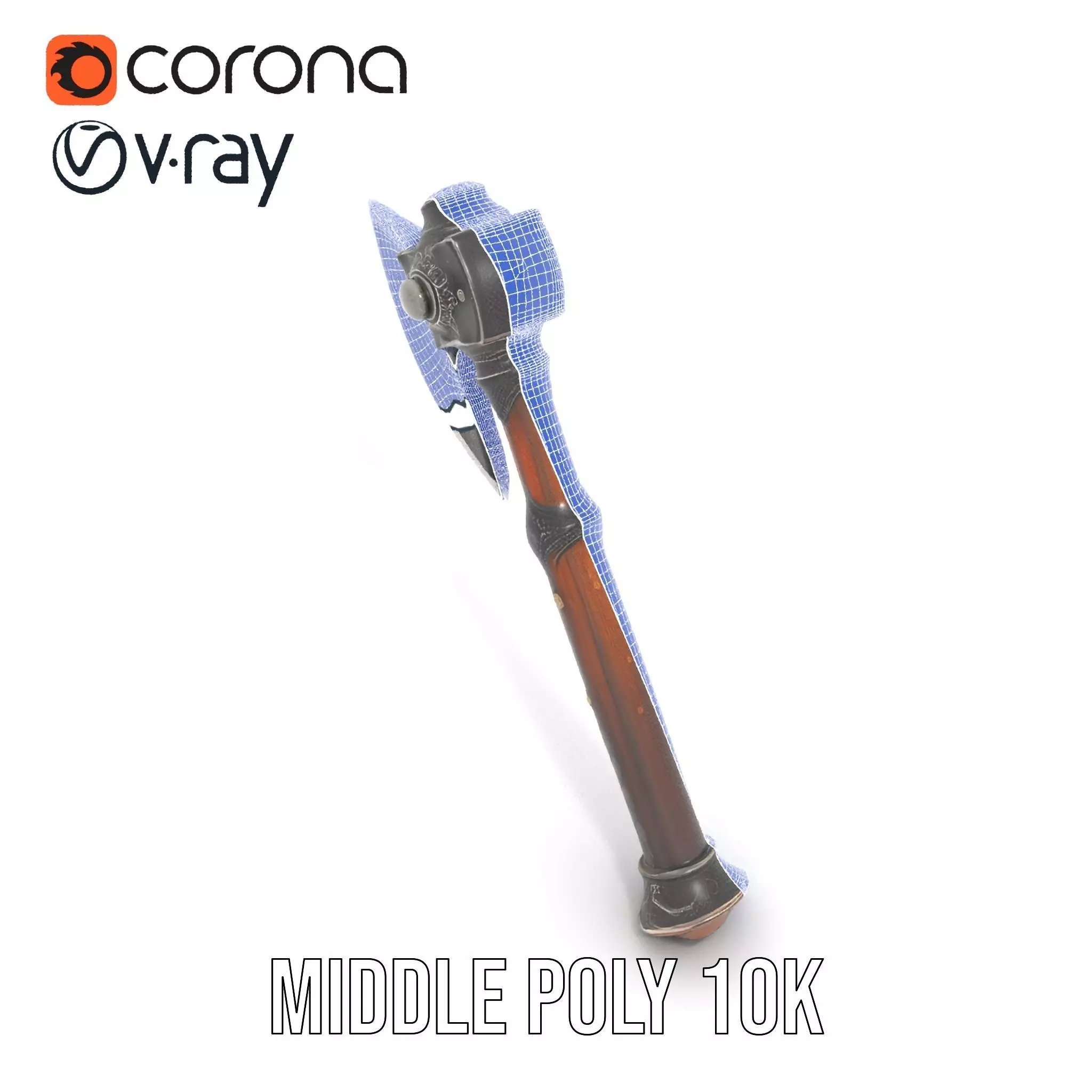 Ornate Battle Axe model pack Low-poly 3D model_5