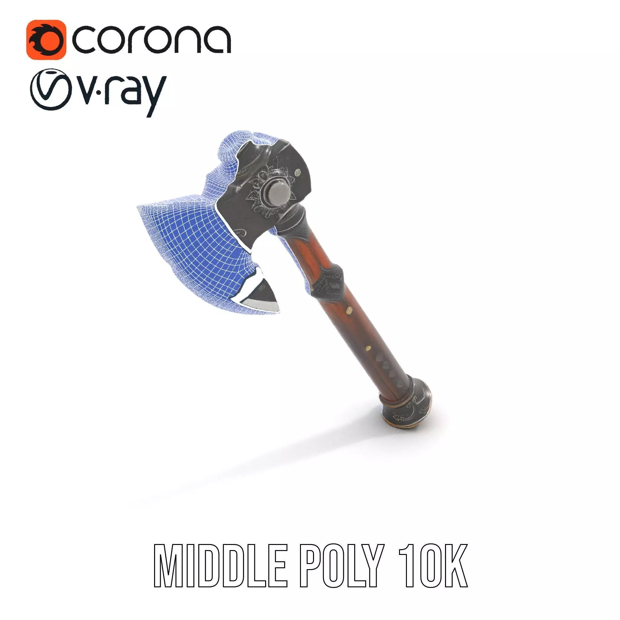 Ornate Battle Axe model pack Low-poly 3D model_21