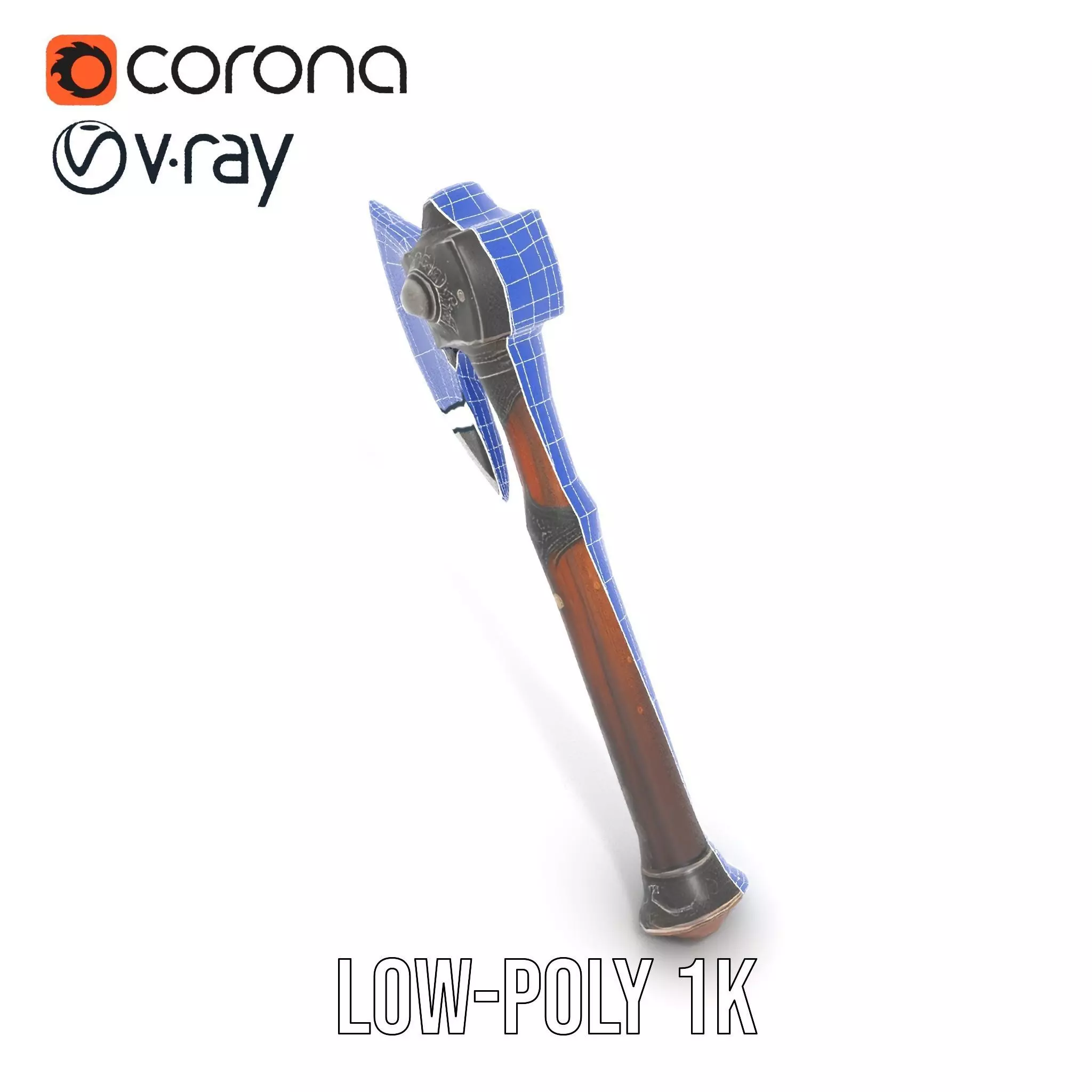 Ornate Battle Axe model pack Low-poly 3D model_22