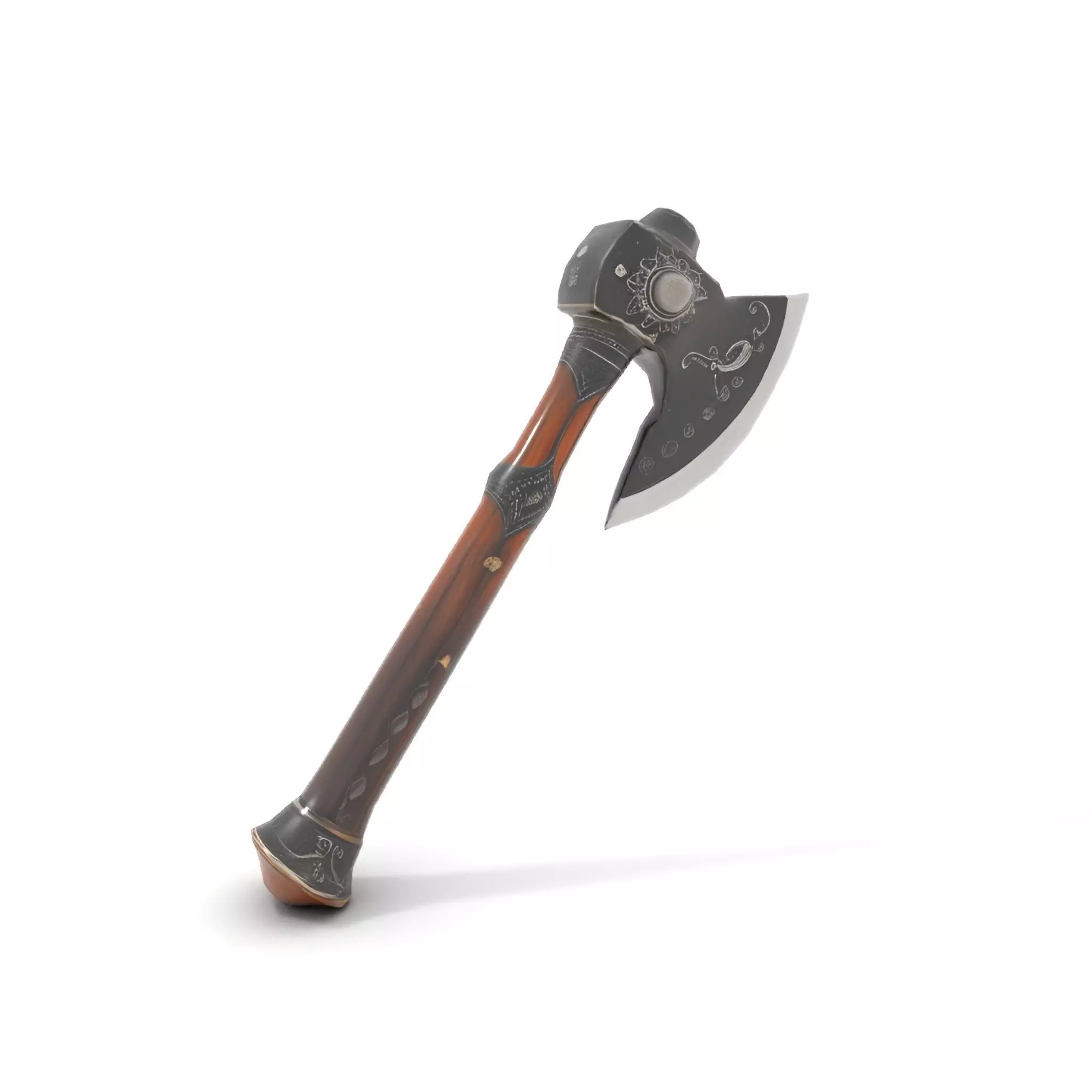 Ornate Battle Axe model pack Low-poly 3D model_12