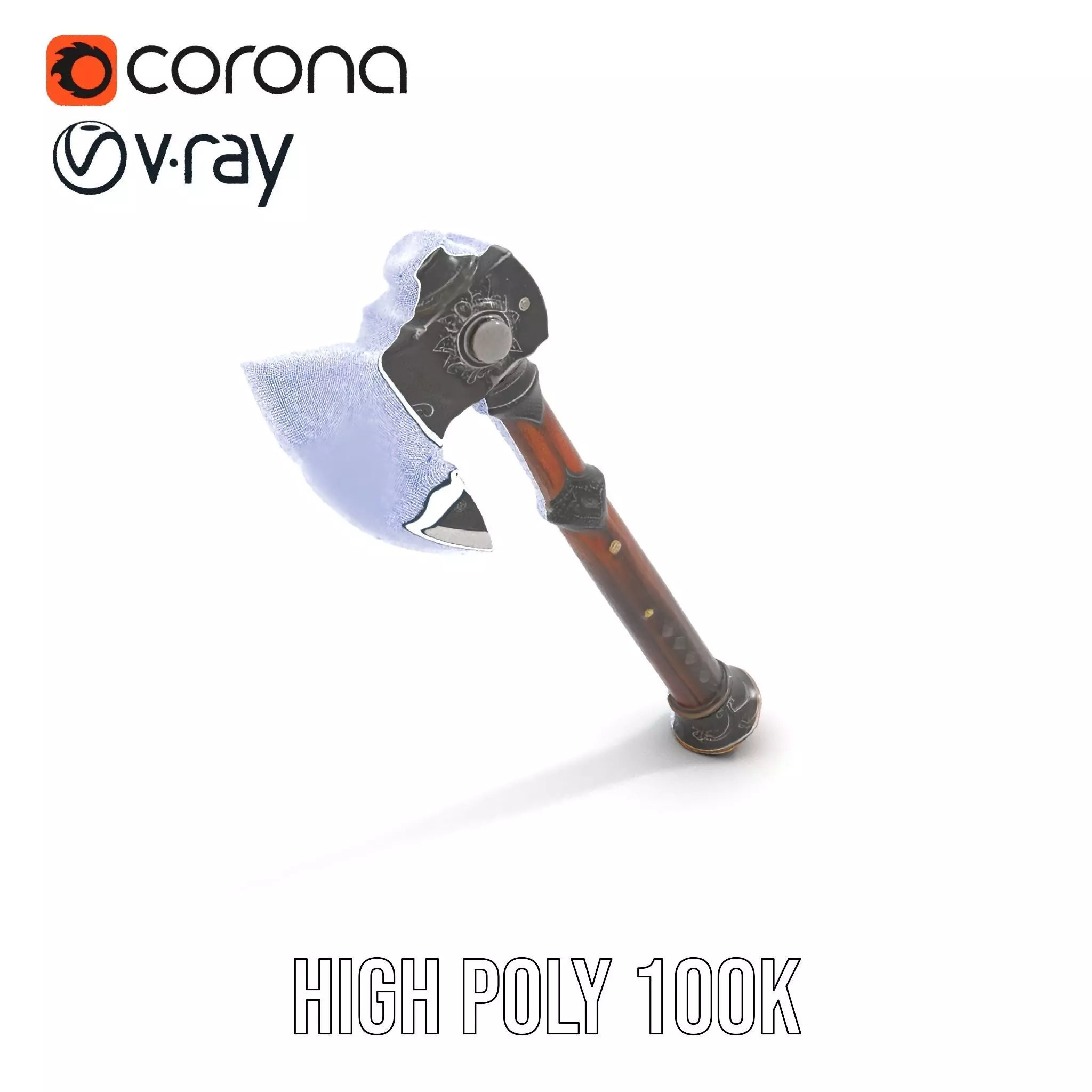 Ornate Battle Axe model pack Low-poly 3D model_33