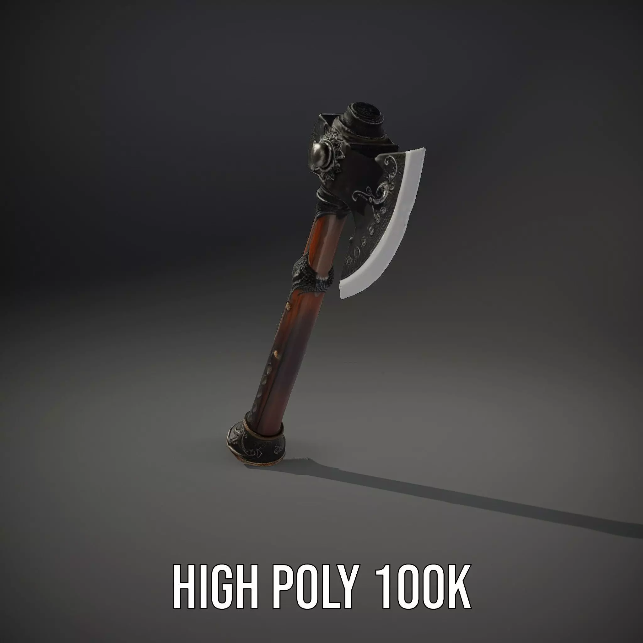 Ornate Battle Axe model pack Low-poly 3D model_10