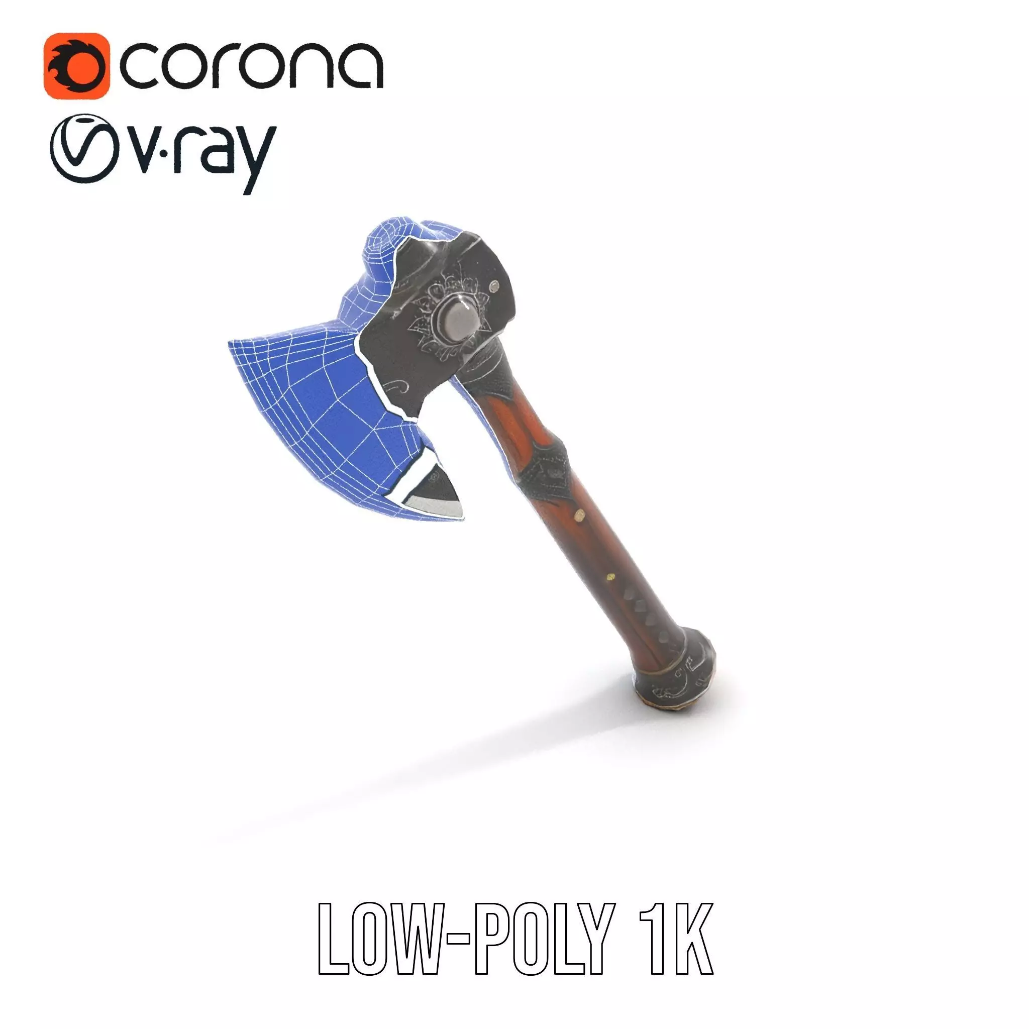 Ornate Battle Axe model pack Low-poly 3D model_25