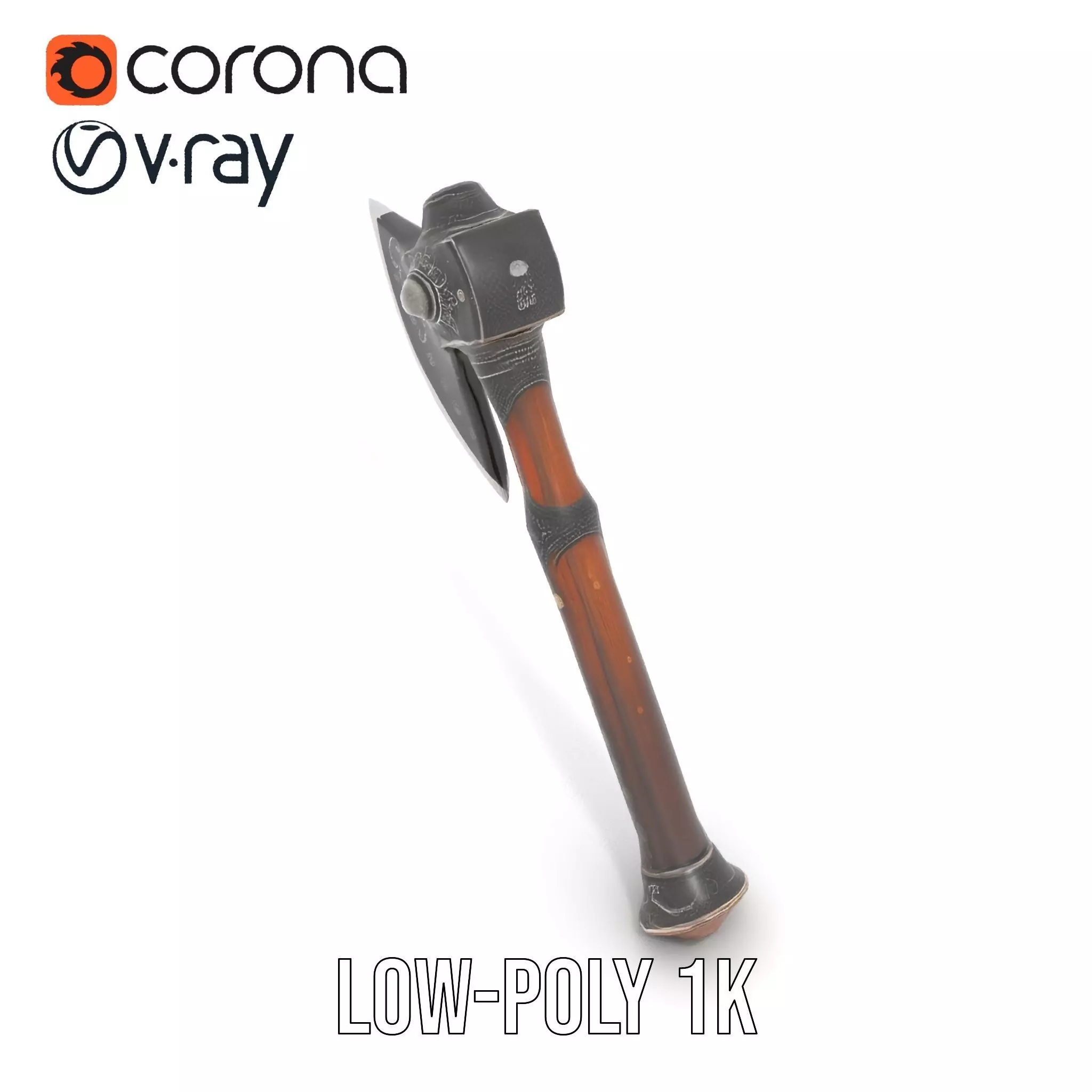 Ornate Battle Axe model pack Low-poly 3D model_9