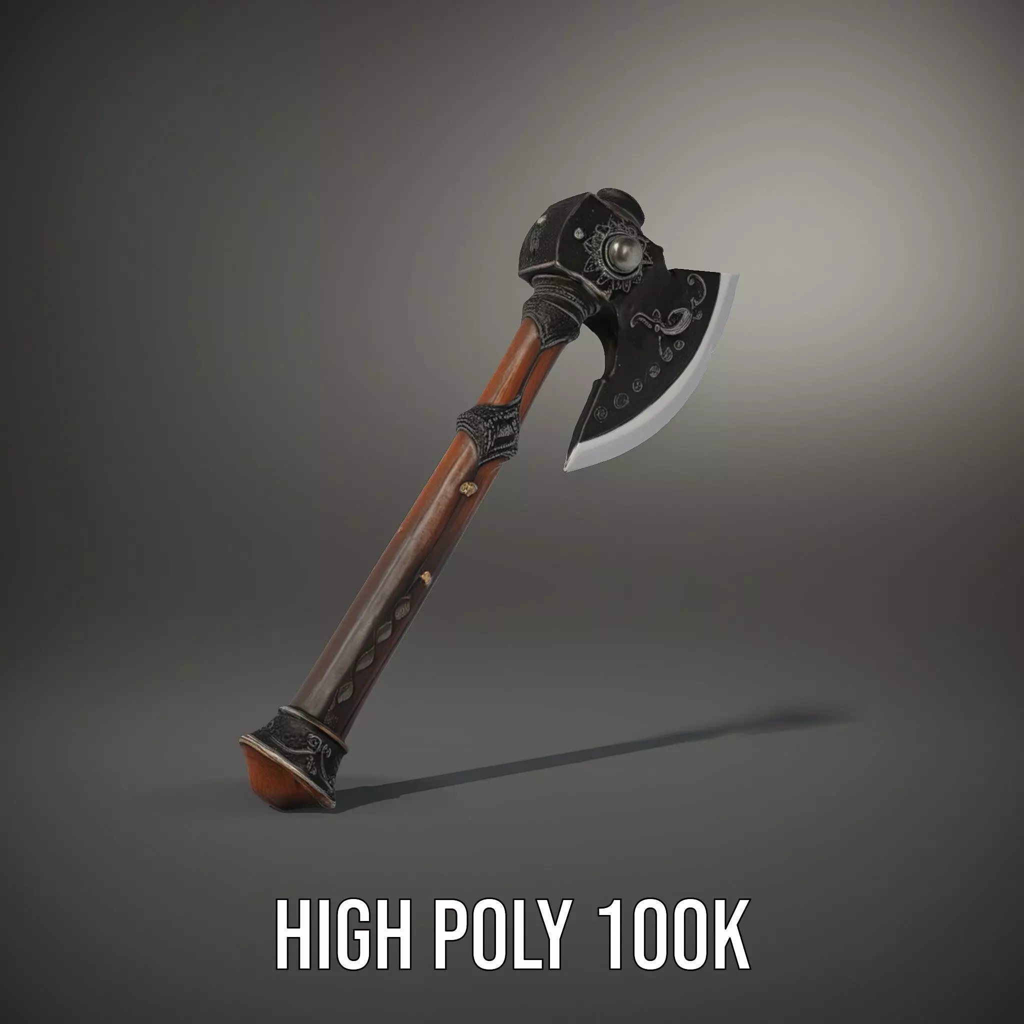 Ornate Battle Axe model pack Low-poly 3D model_8