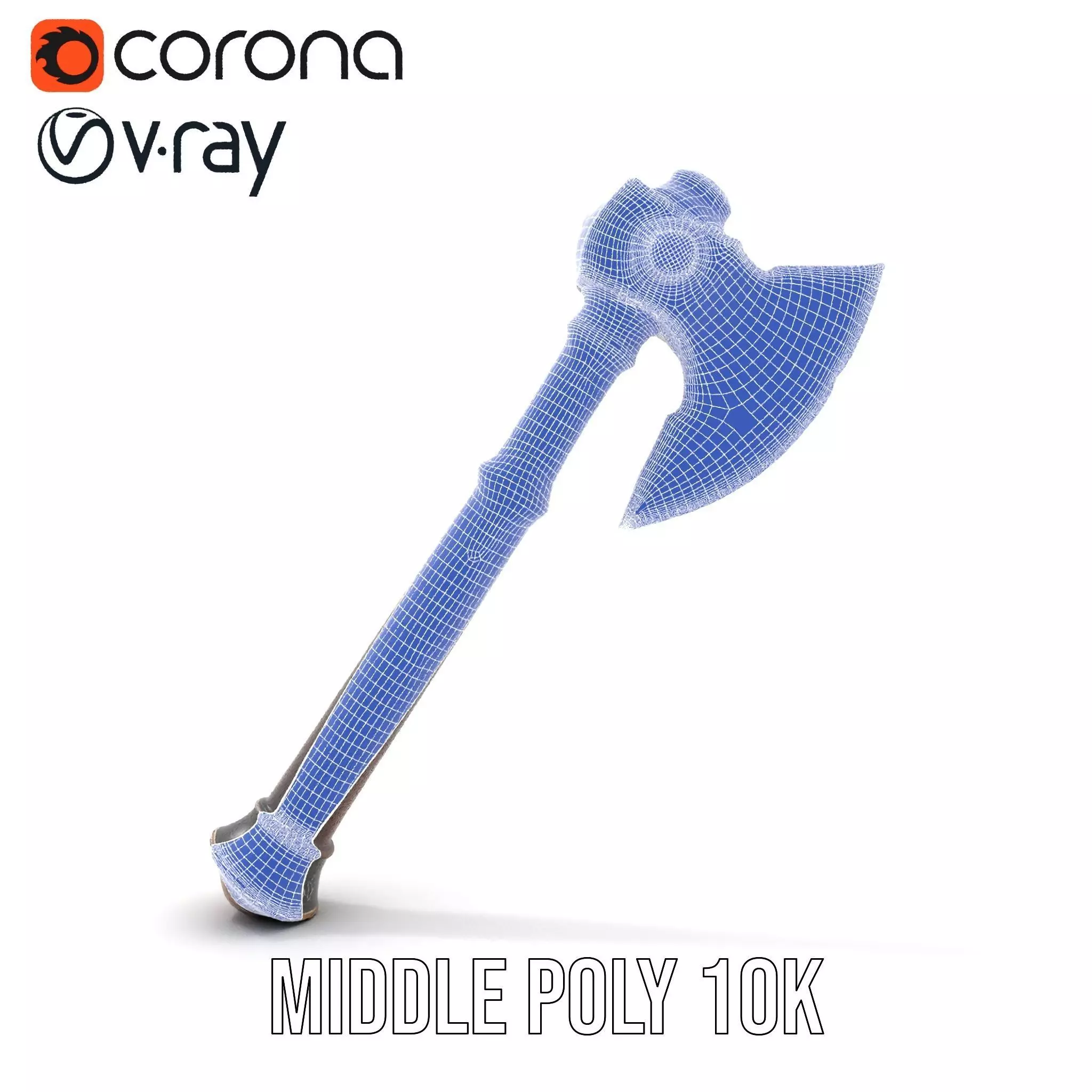 Ornate Battle Axe model pack Low-poly 3D model_30