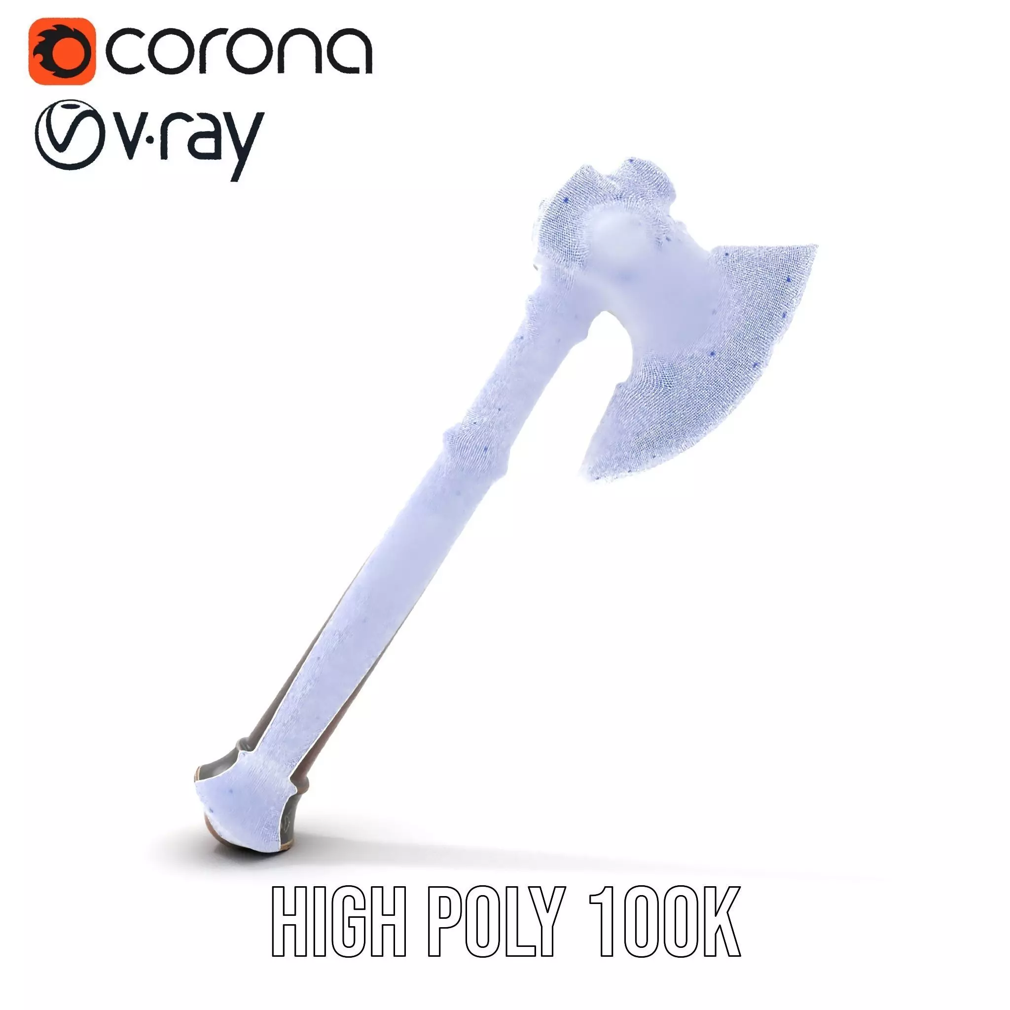 Ornate Battle Axe model pack Low-poly 3D model_32