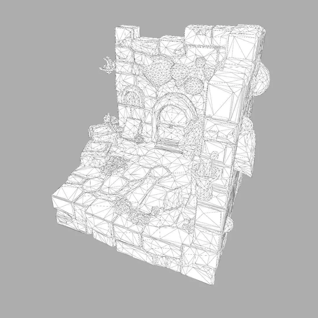 Stylized Dungeon 3D Environment Modular Fantasy Scene Low-poly 3D model_7