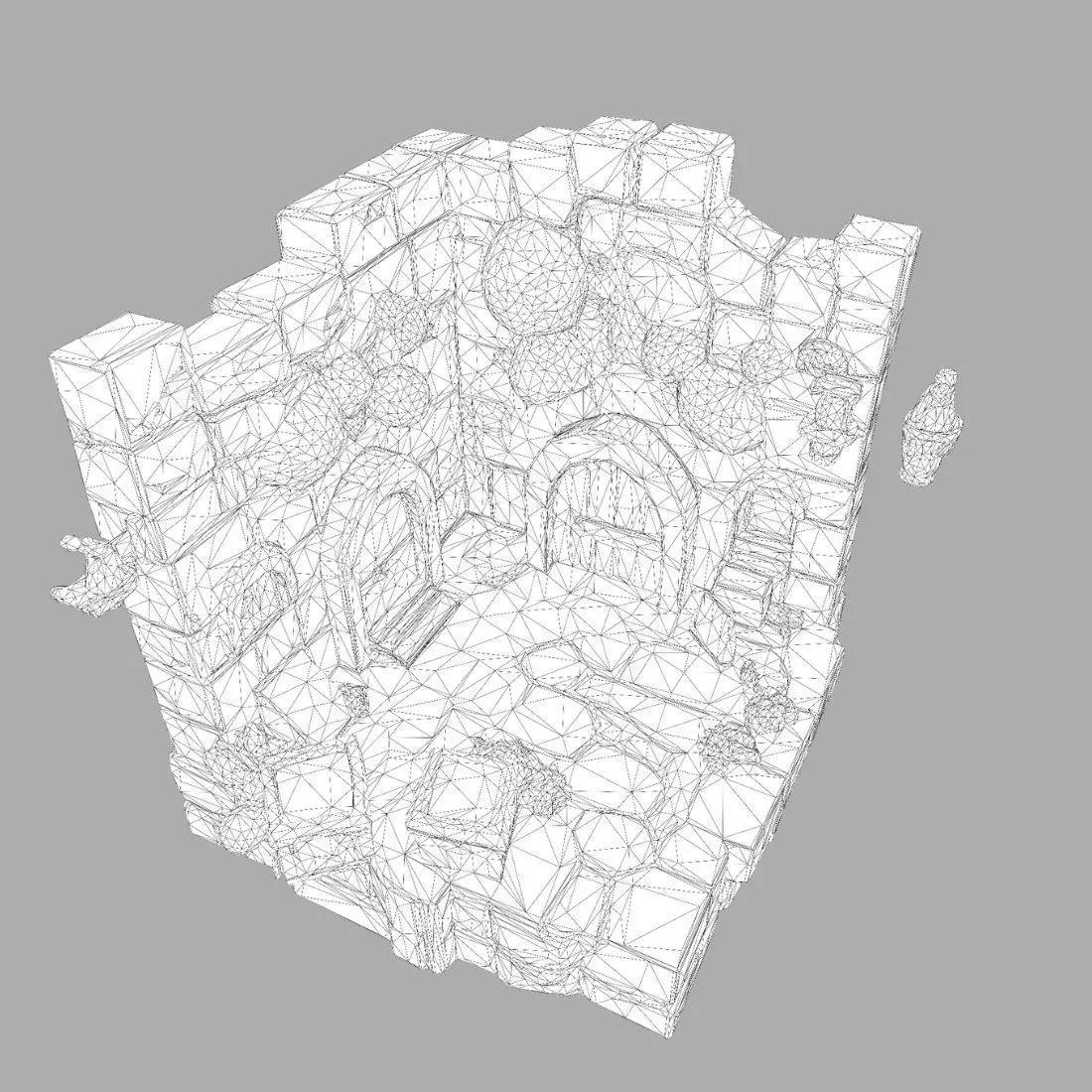 Stylized Dungeon 3D Environment Modular Fantasy Scene Low-poly 3D model_4