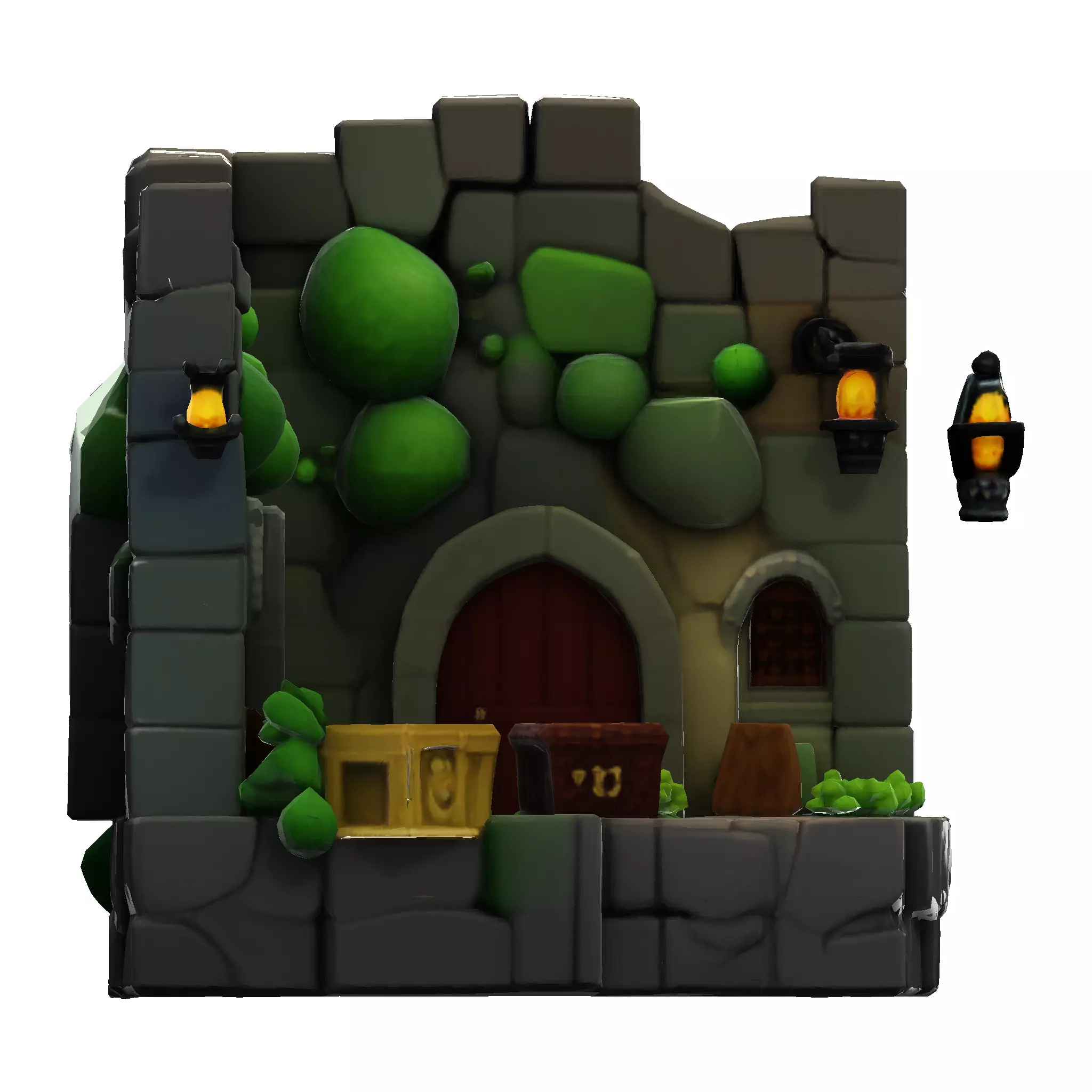 Stylized Dungeon 3D Environment Modular Fantasy Scene Low-poly 3D model_10