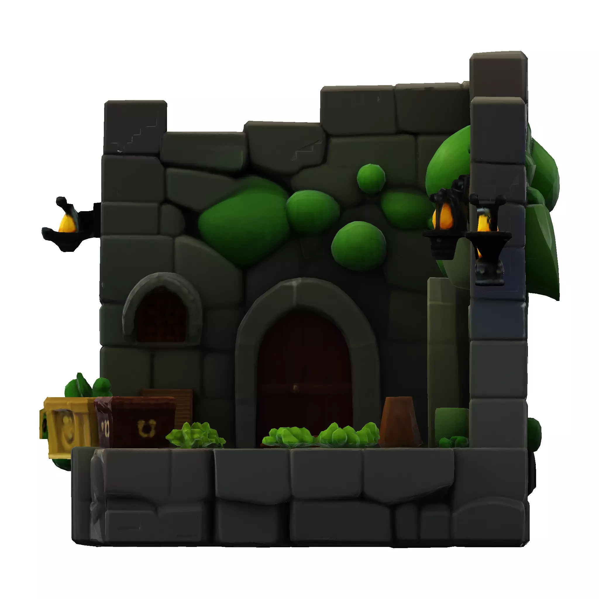 Stylized Dungeon 3D Environment Modular Fantasy Scene Low-poly 3D model_2