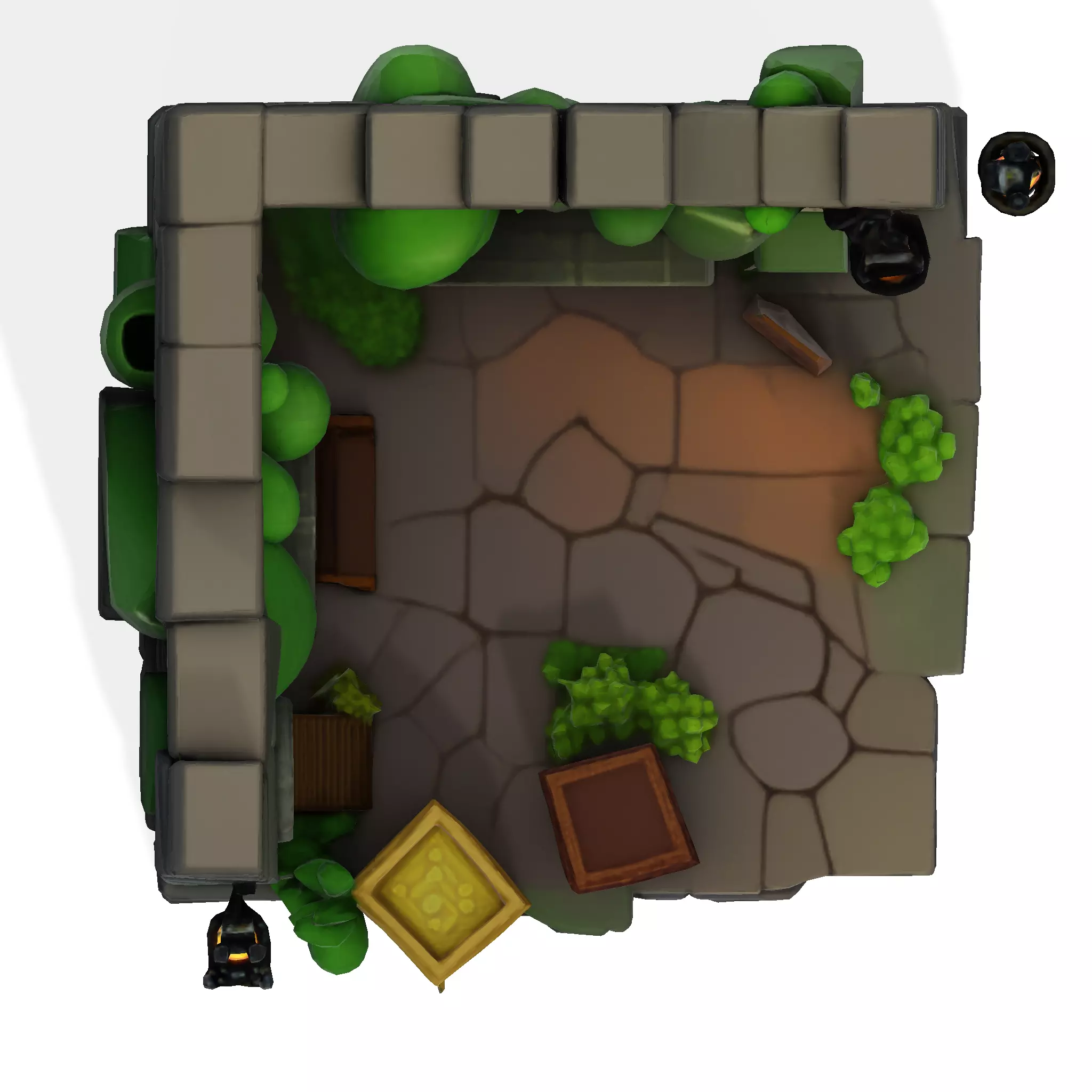 Stylized Dungeon 3D Environment Modular Fantasy Scene Low-poly 3D model_1