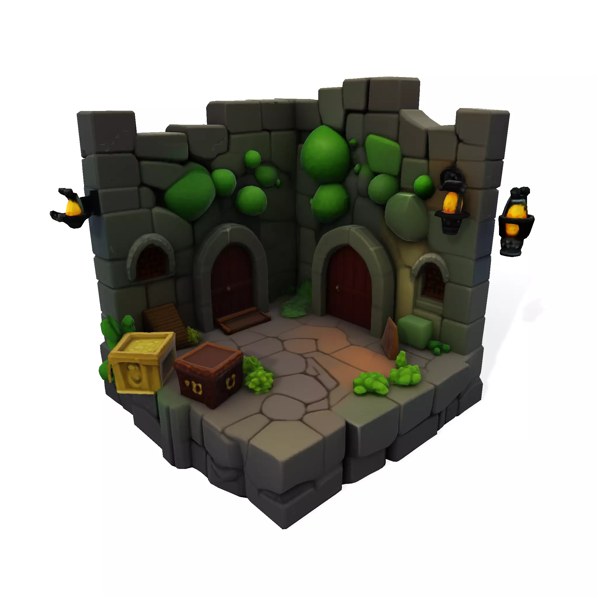 Stylized Dungeon 3D Environment Modular Fantasy Scene Low-poly 3D model_9