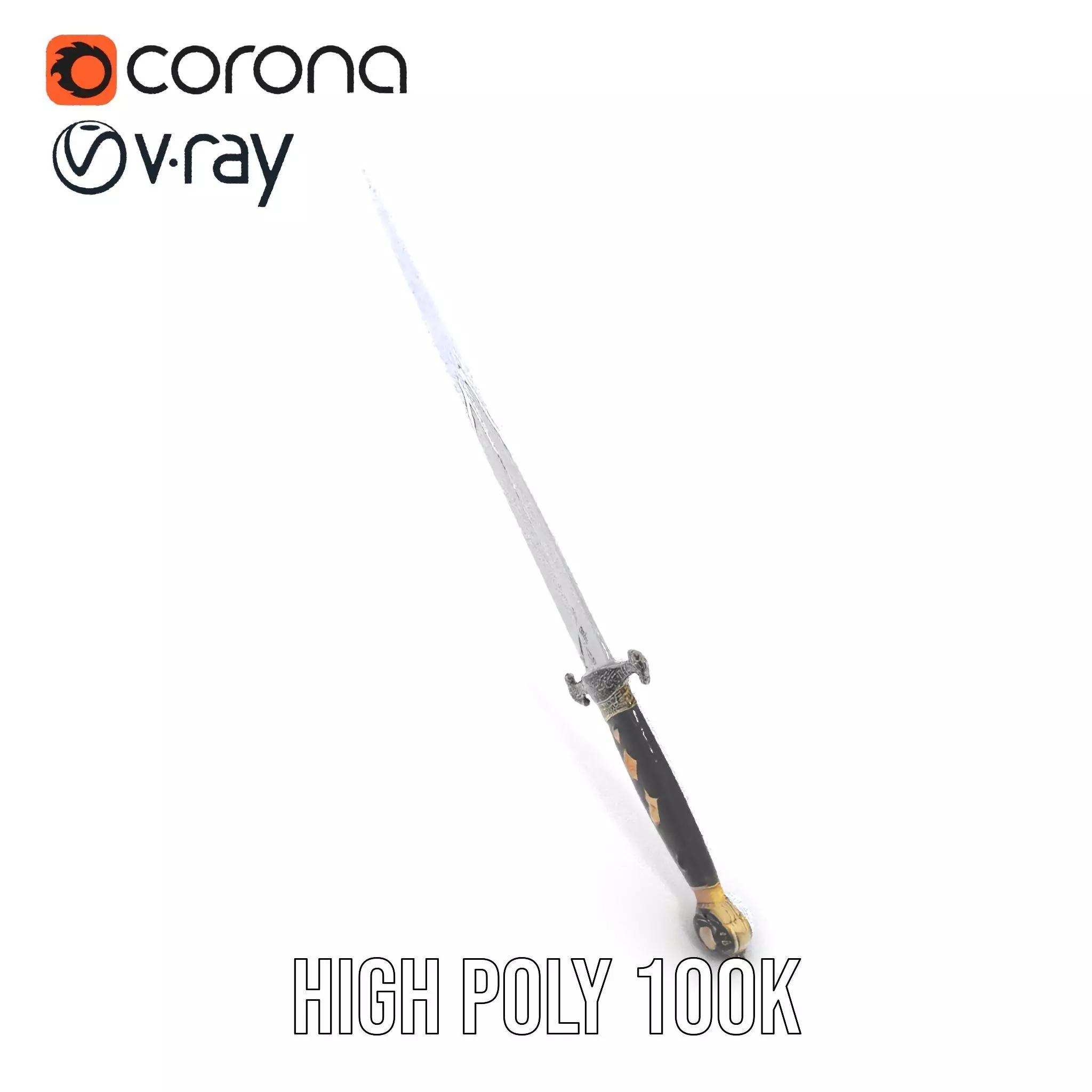 Medieval Black Sword model pack Low-poly 3D model_31