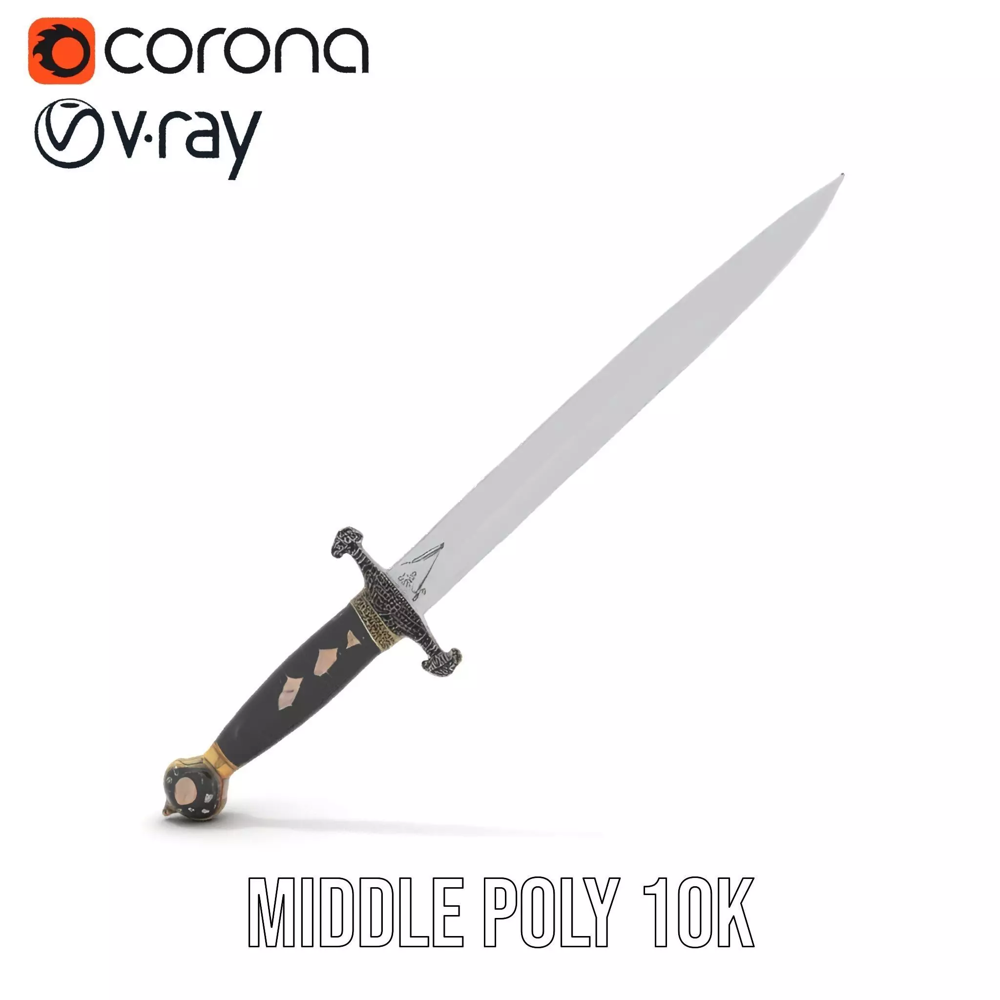 Medieval Black Sword model pack Low-poly 3D model_21