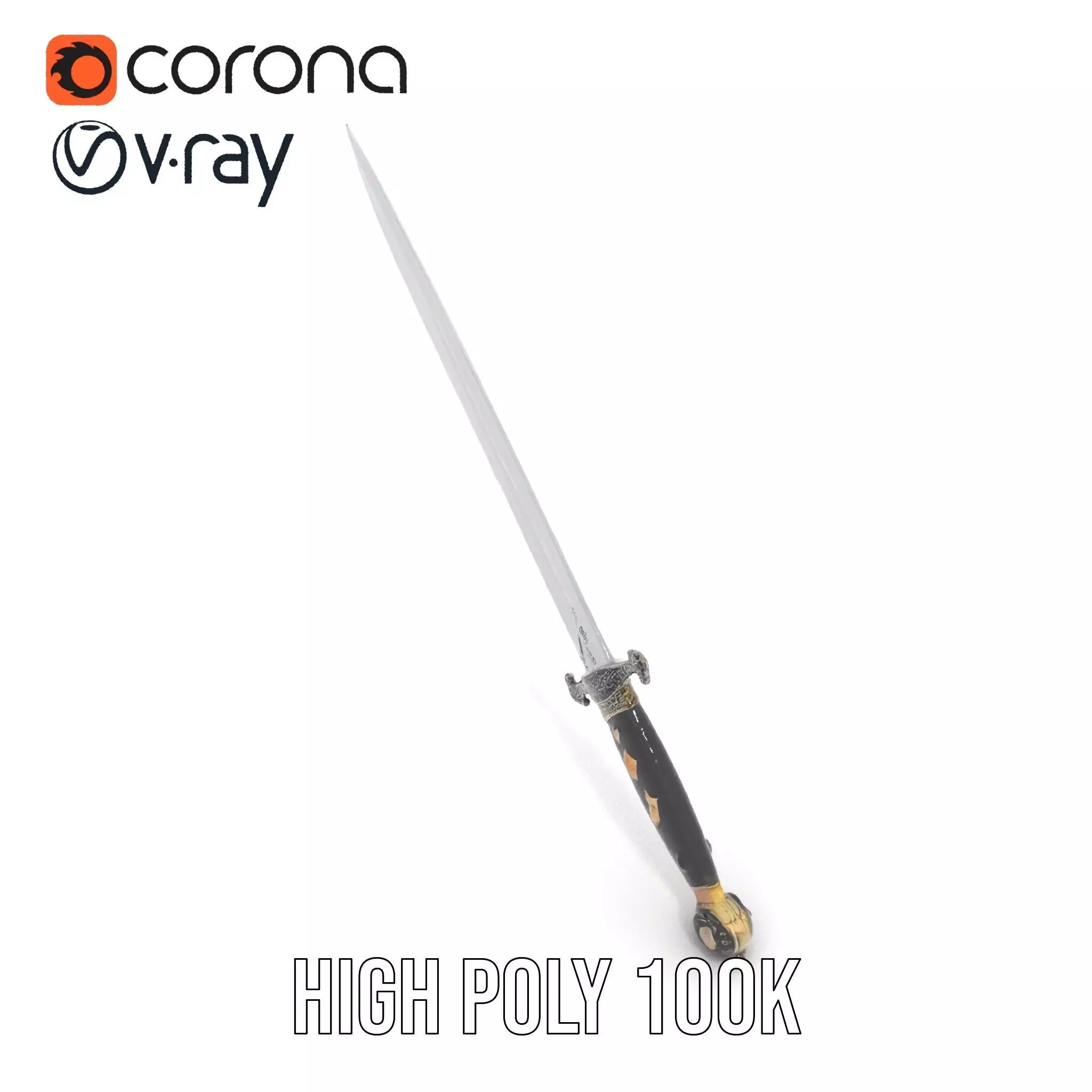 Medieval Black Sword model pack Low-poly 3D model_23