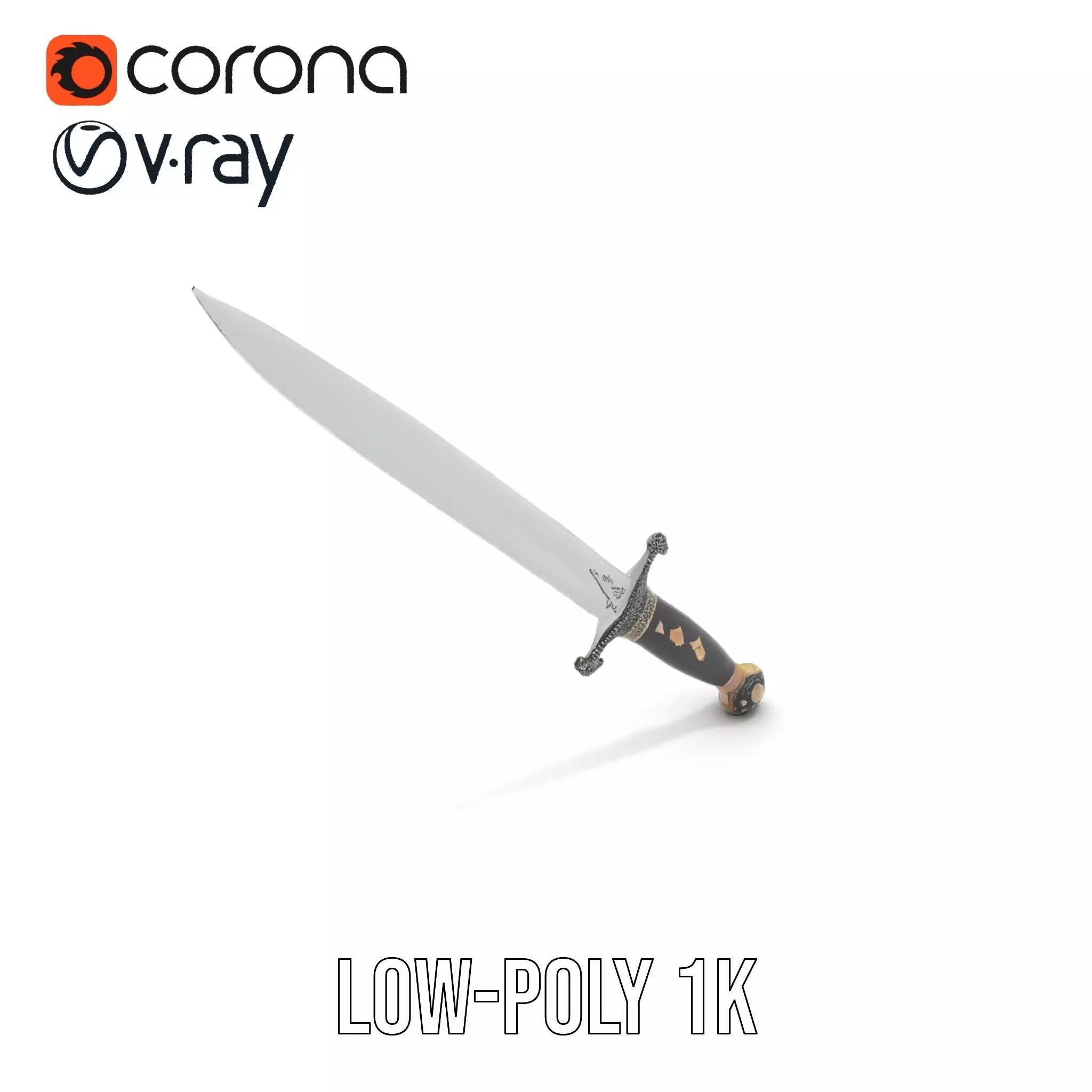 Medieval Black Sword model pack Low-poly 3D model_7