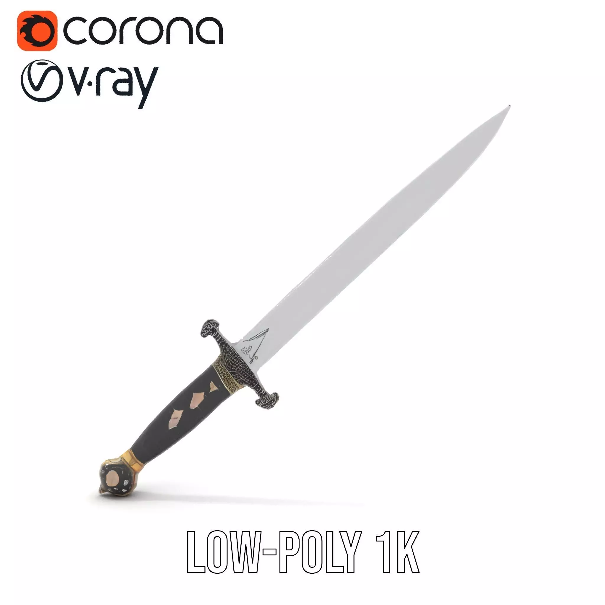 Medieval Black Sword model pack Low-poly 3D model_17