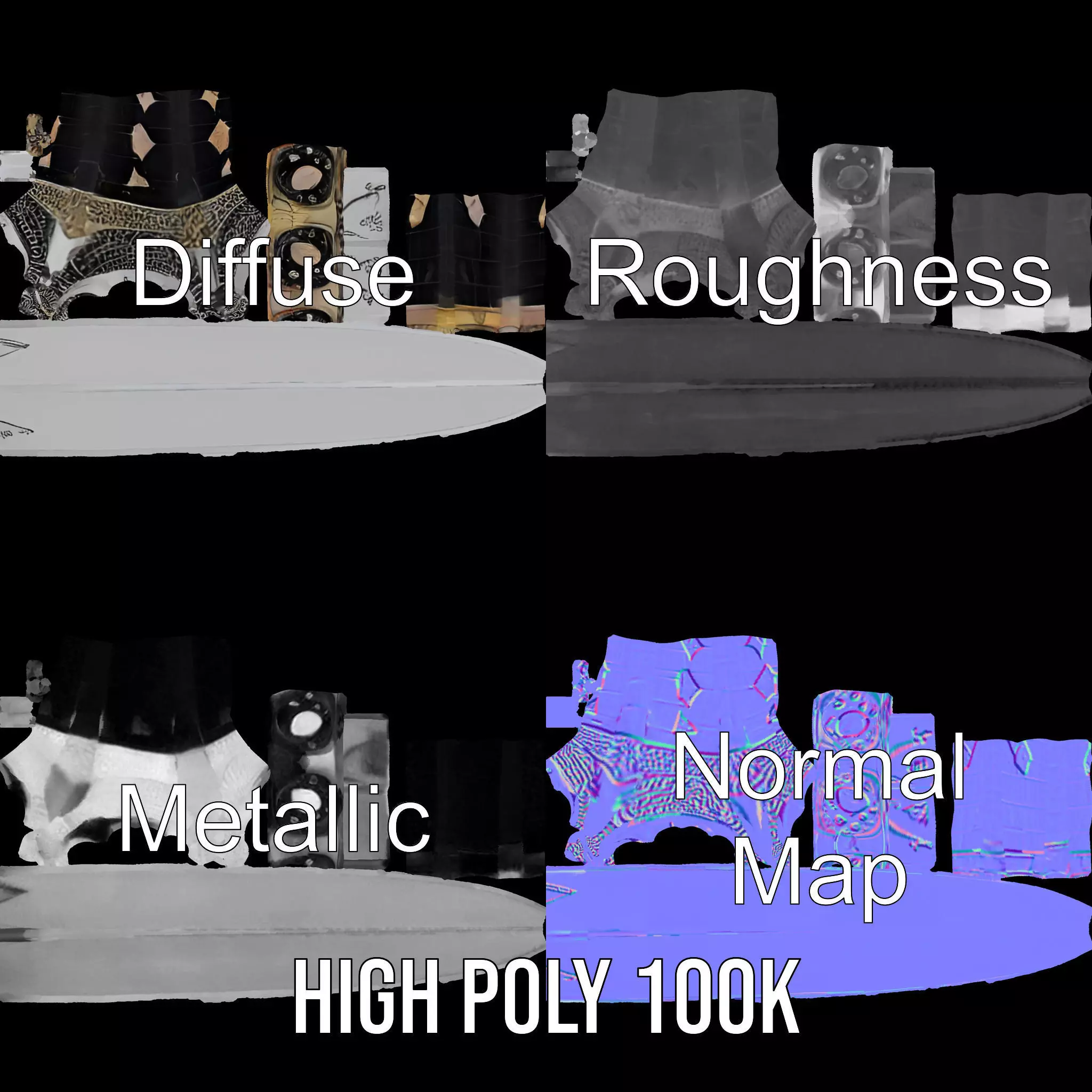 Medieval Black Sword model pack Low-poly 3D model_3