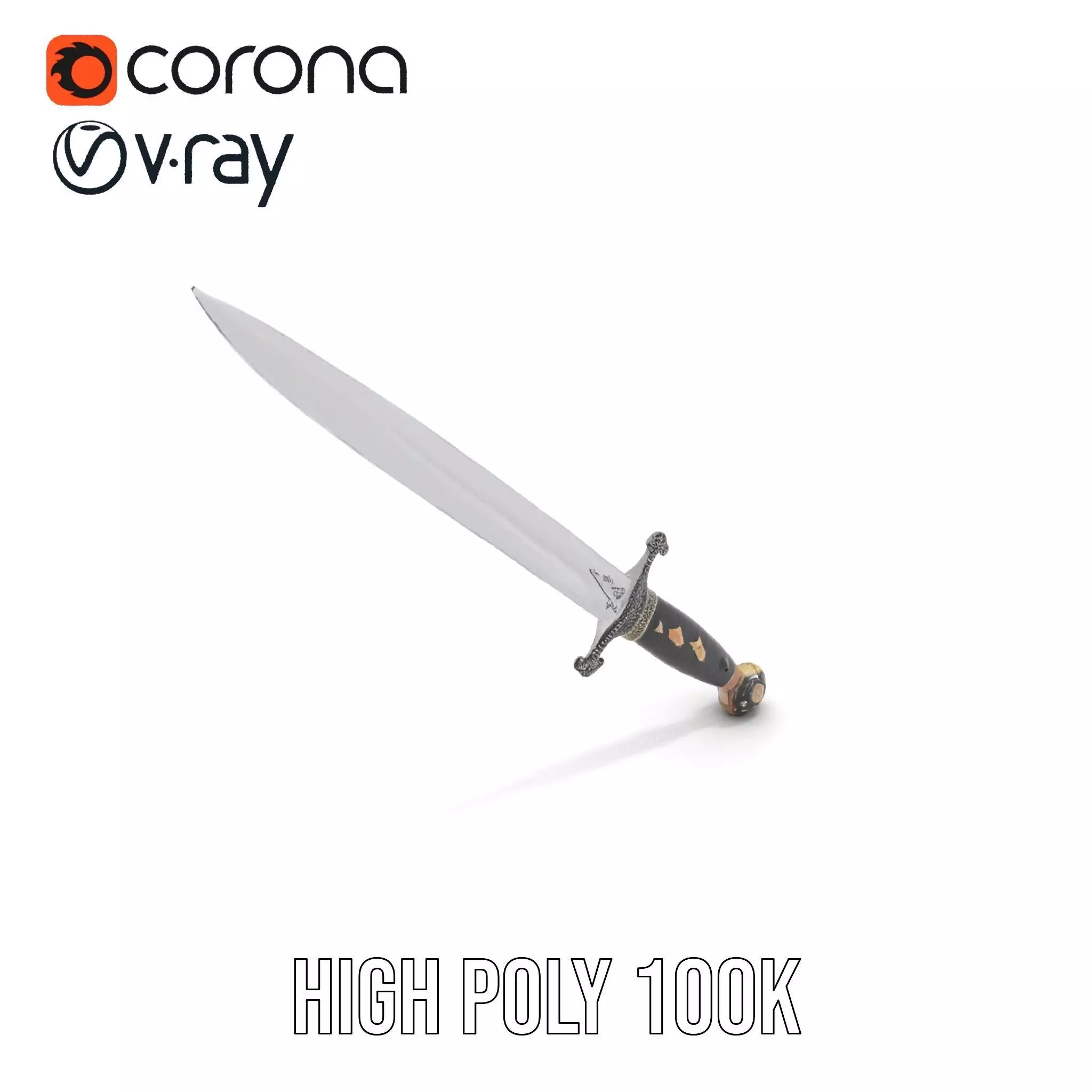 Medieval Black Sword model pack Low-poly 3D model_26