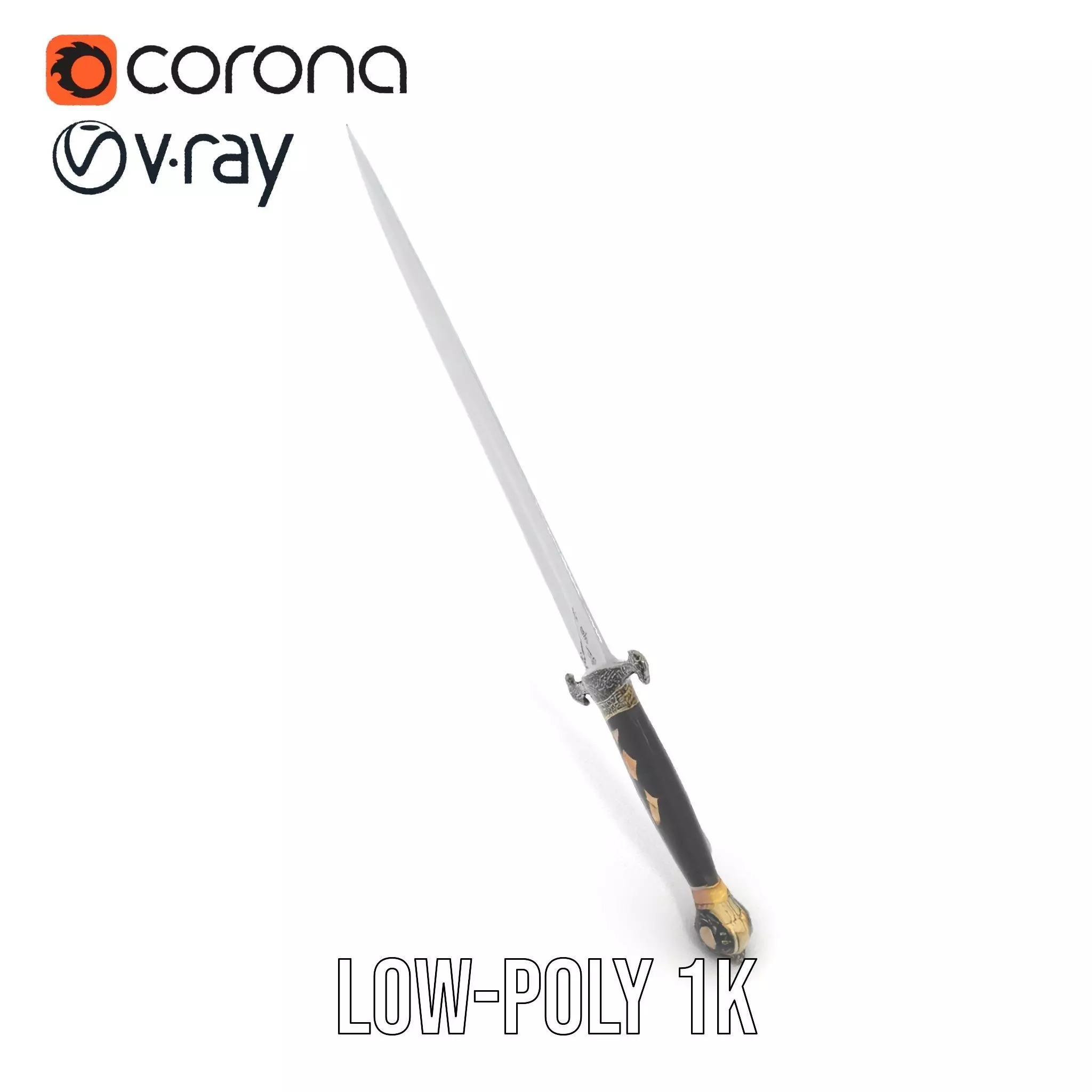 Medieval Black Sword model pack Low-poly 3D model_9