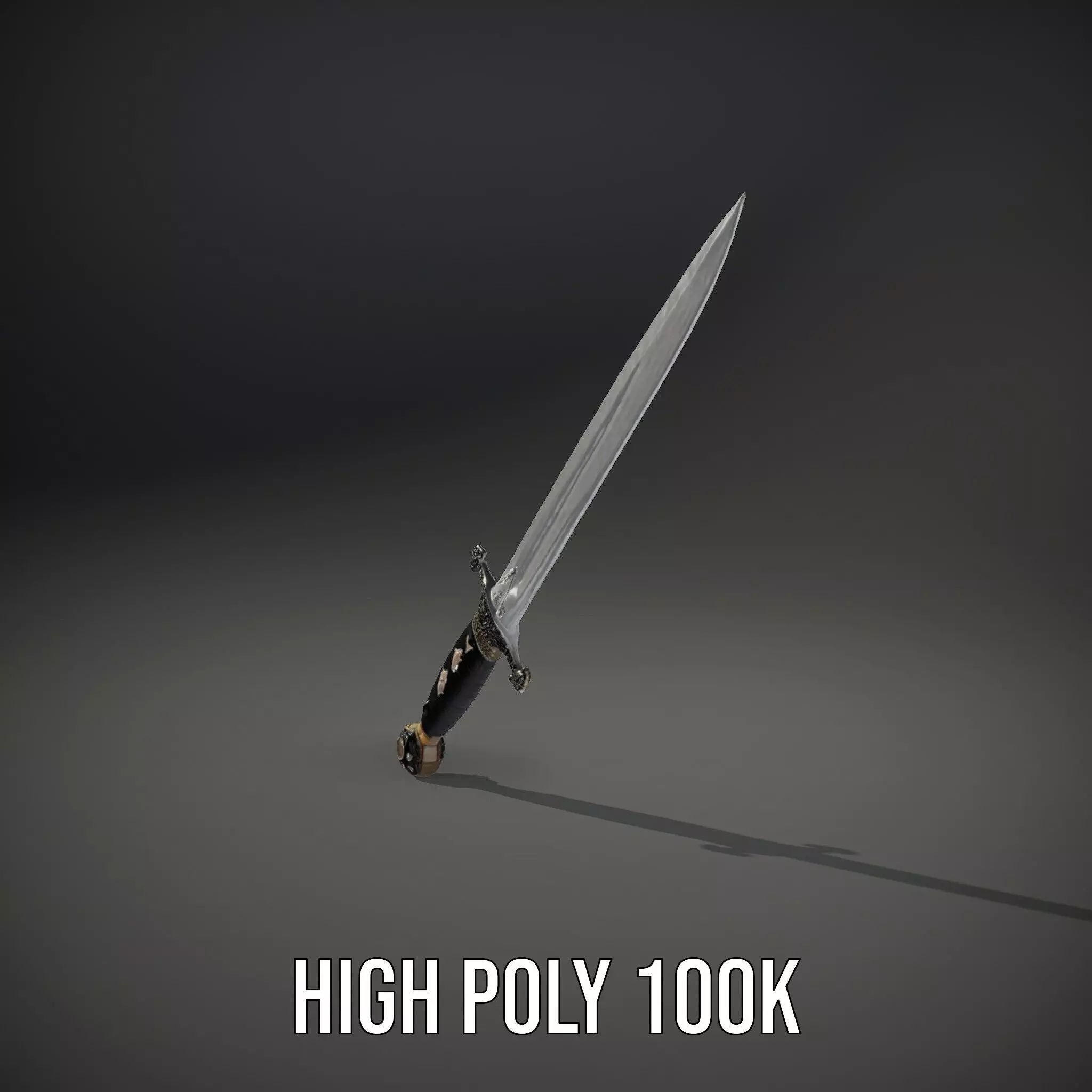 Medieval Black Sword model pack Low-poly 3D model_10