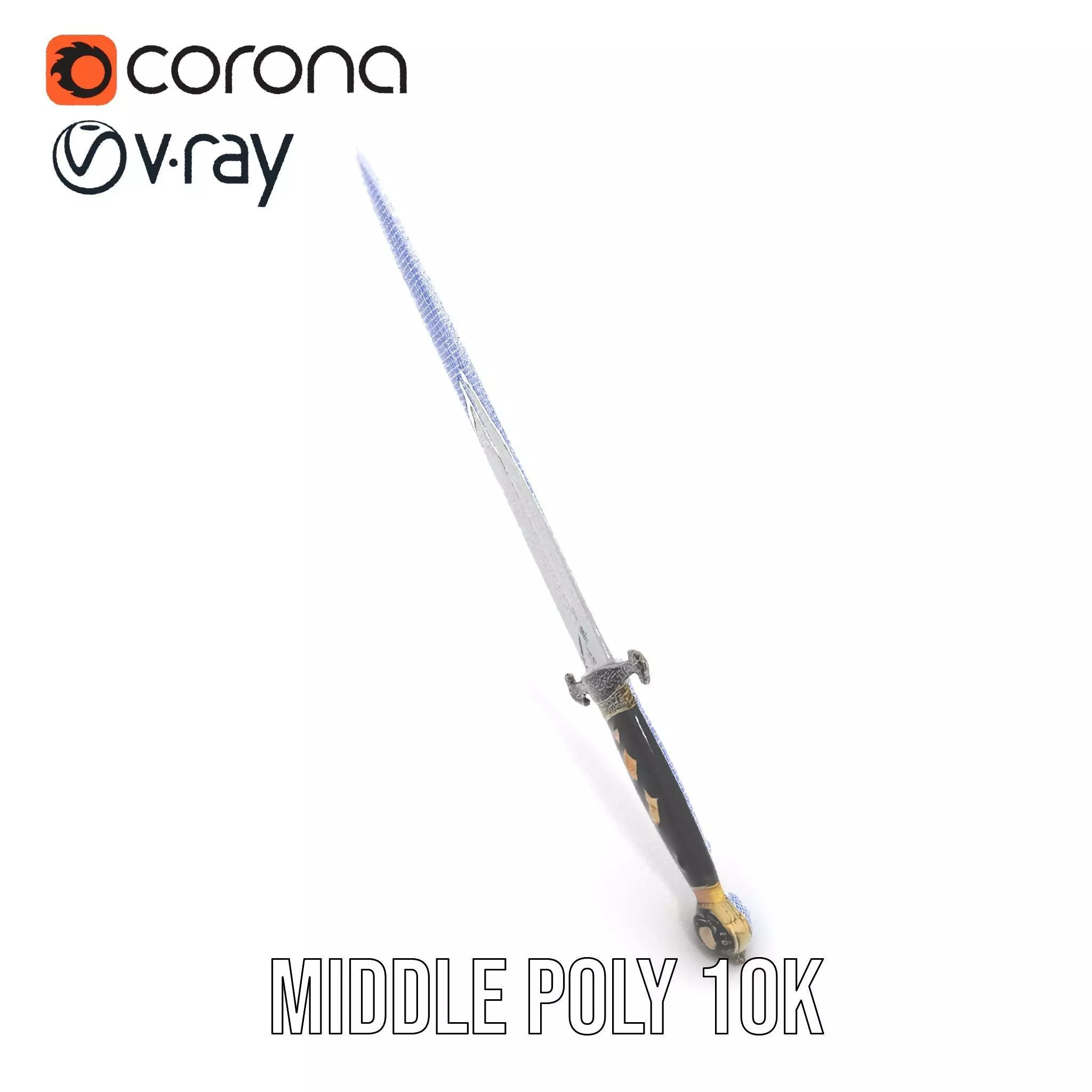Medieval Black Sword model pack Low-poly 3D model_16