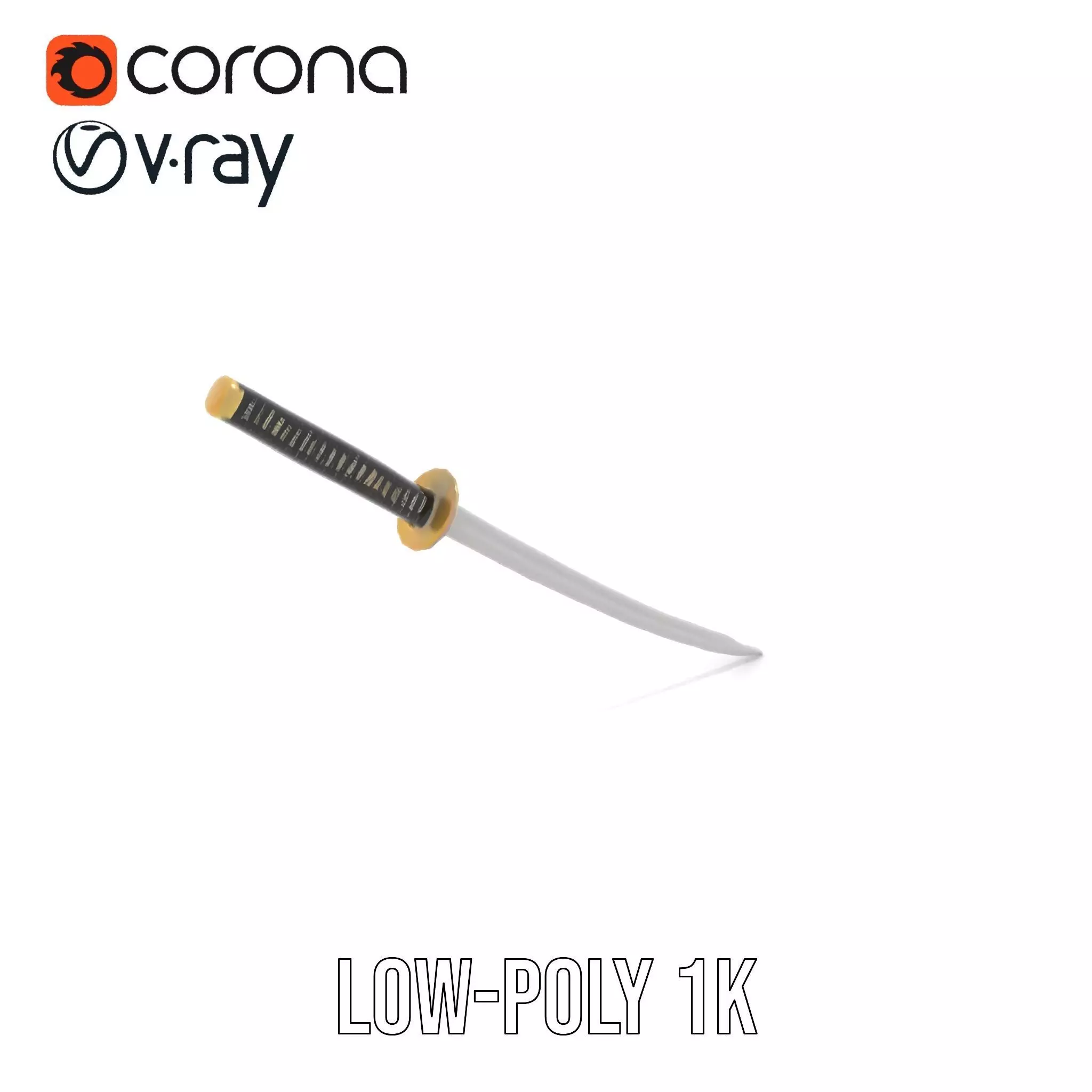 Elegant Katana model pack Low-poly 3D model_9