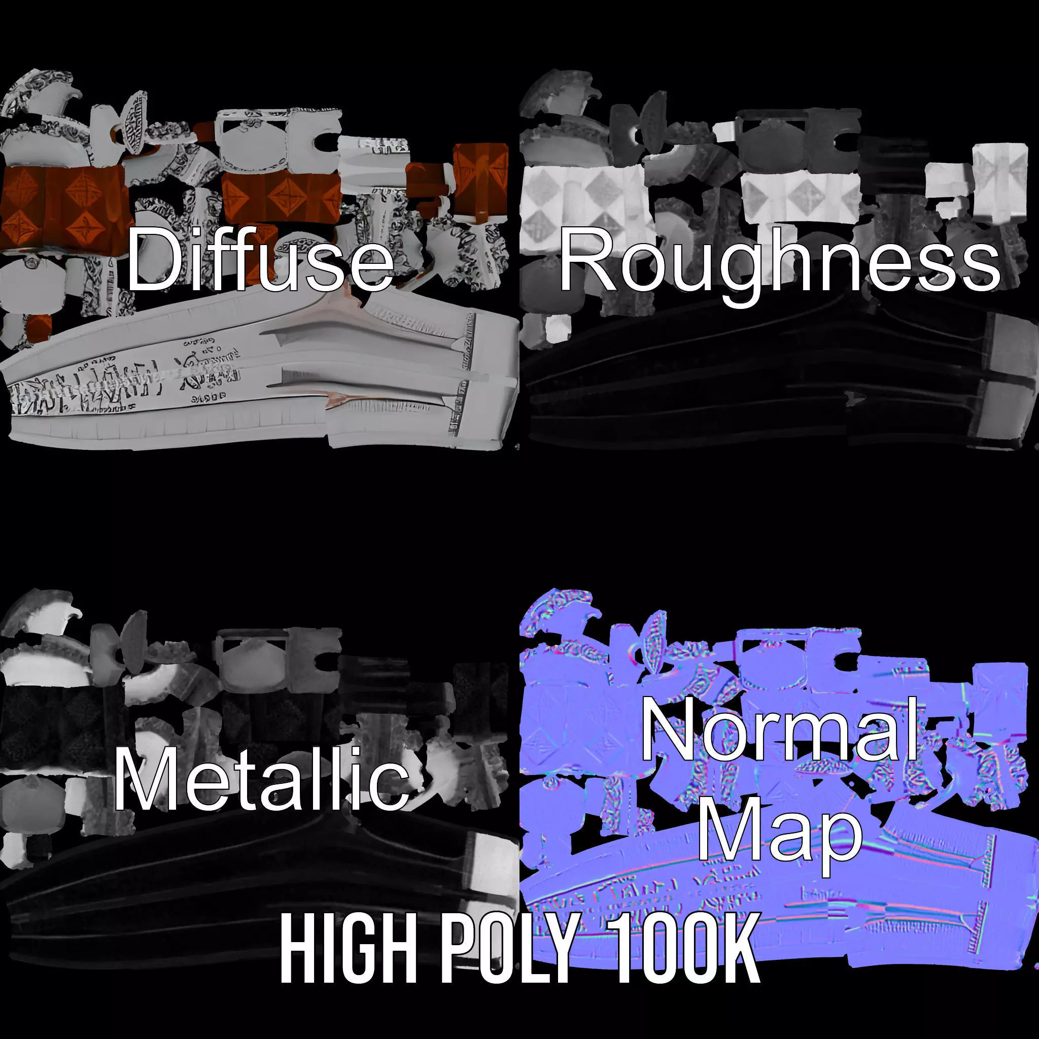 Exquisite Medieval Sword model pack Low-poly 3D model_3