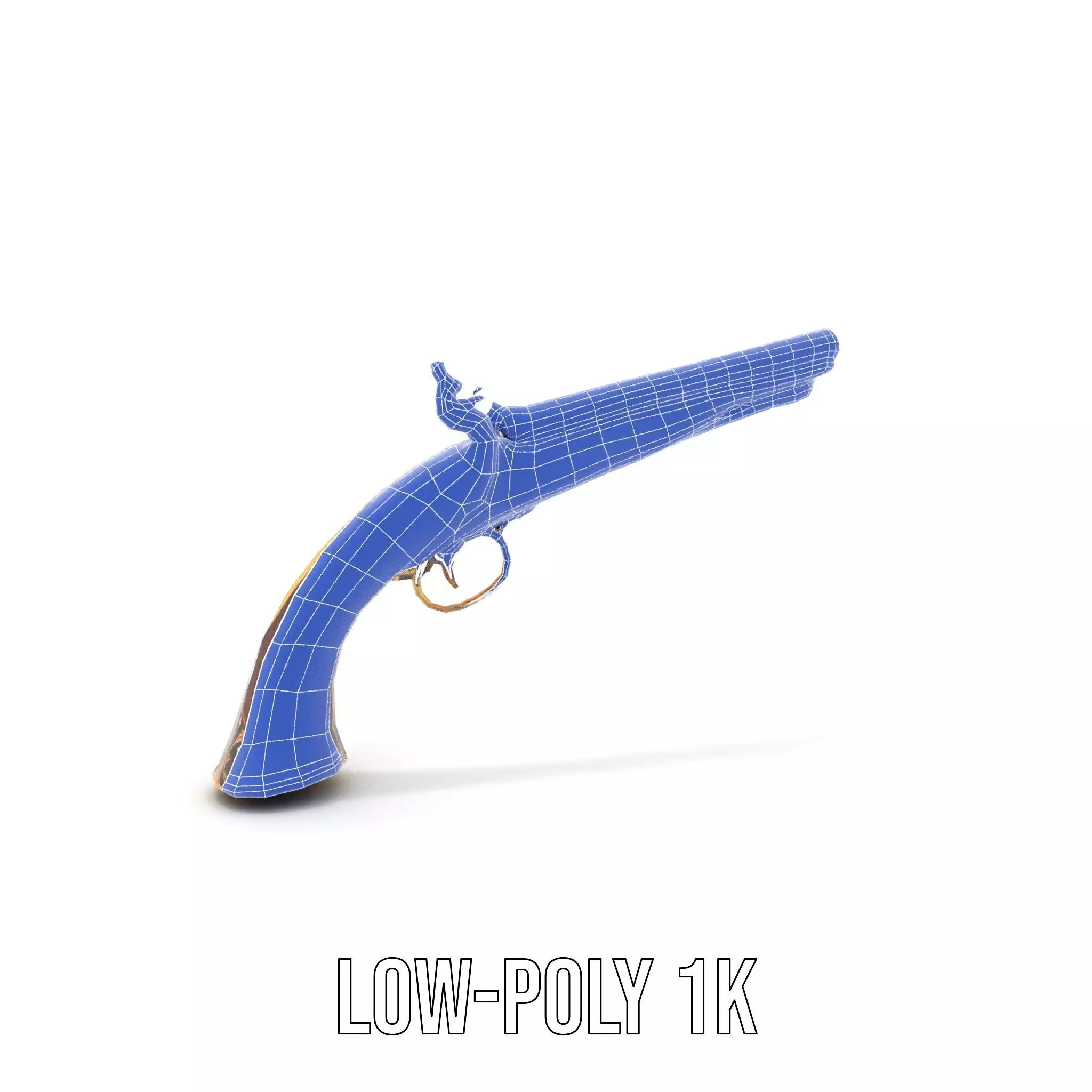 Ornate Flintlock Pistol model pack Low-poly 3D model_9