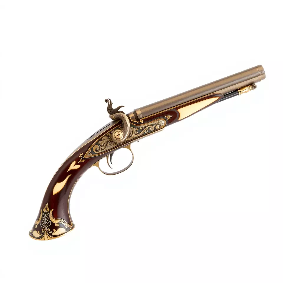 Ornate Flintlock Pistol model pack Low-poly 3D model_2