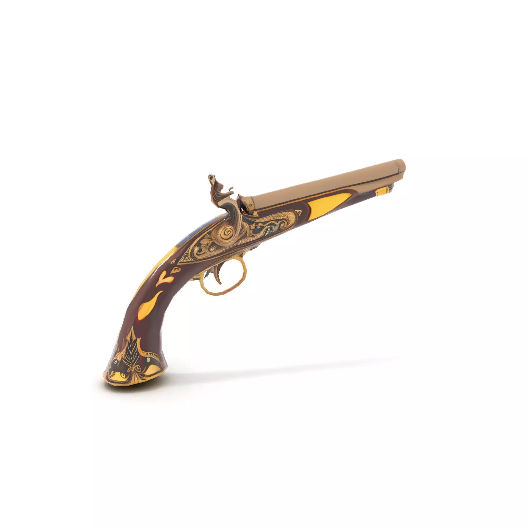 Ornate Flintlock Pistol model pack Low-poly 3D model_14