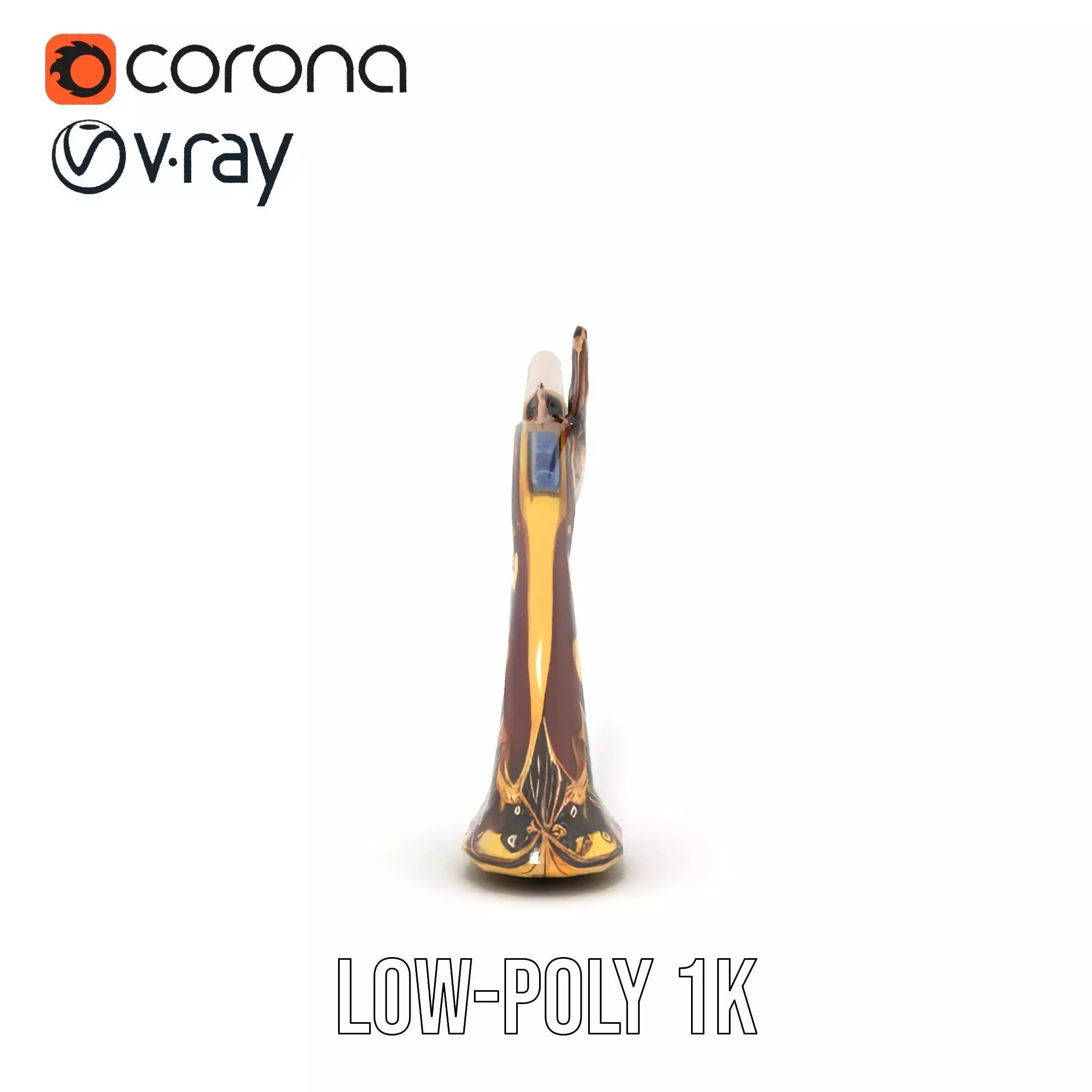 Ornate Flintlock Pistol model pack Low-poly 3D model_12