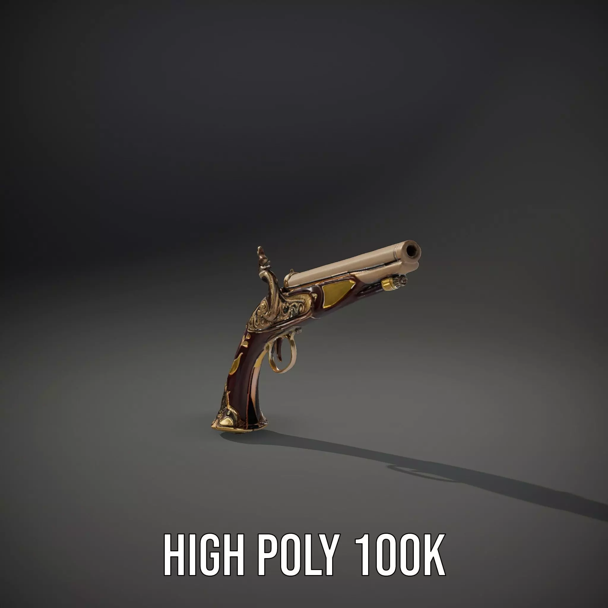 Ornate Flintlock Pistol model pack Low-poly 3D model_8