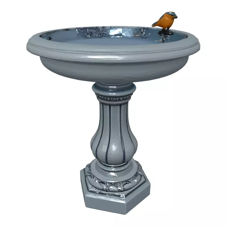 Elegant Bird Bath 3D Model Low-poly 3D model_2