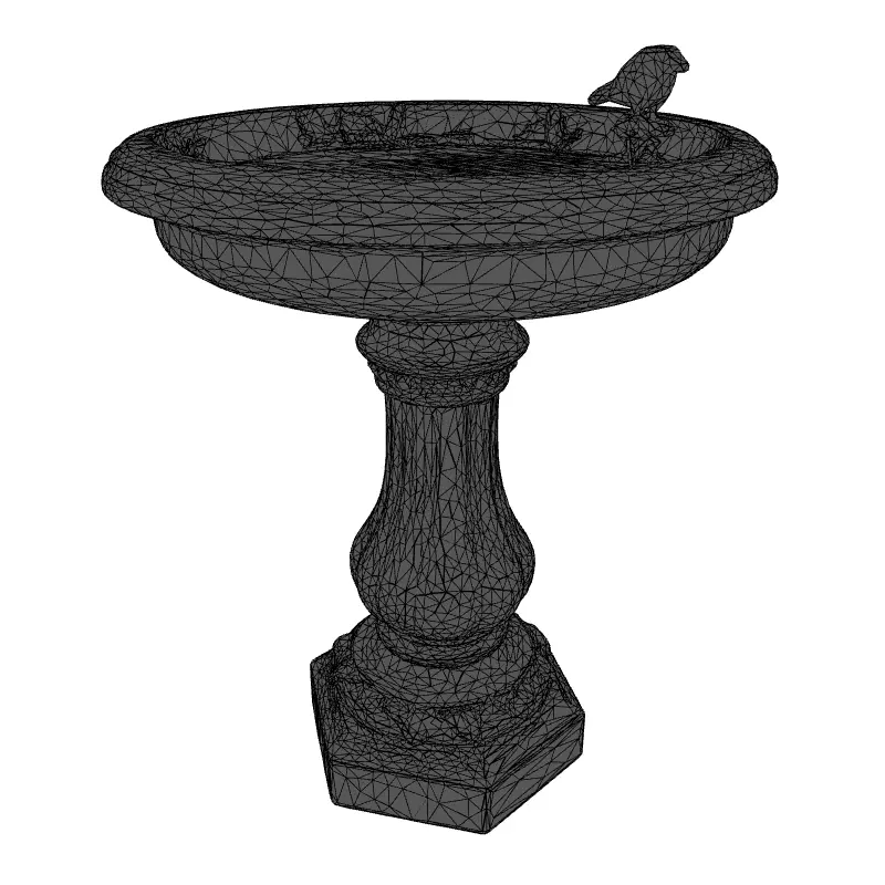 Elegant Bird Bath 3D Model Low-poly 3D model_9